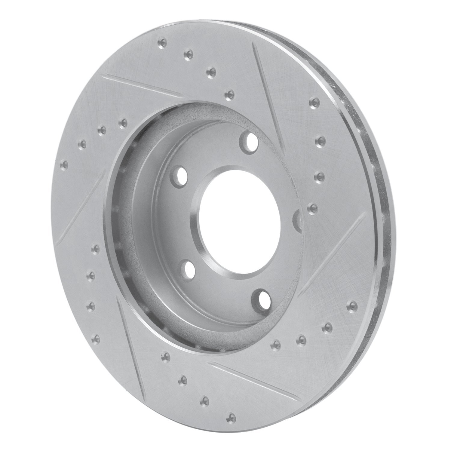 E-Line Drilled & Slotted Silver Brake Rotor, 1992-2003 Ford/Lincoln/Mercury/Mazda, Position: Front Left