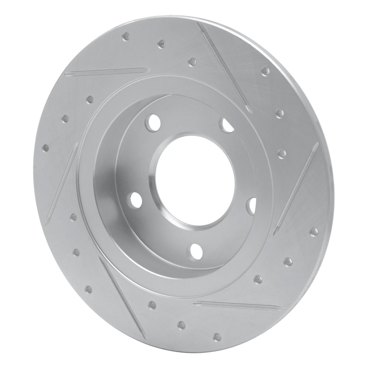 E-Line Drilled & Slotted Silver Brake Rotor, 1993-2003 Ford/Lincoln/Mercury/Mazda, Position: Rear Left