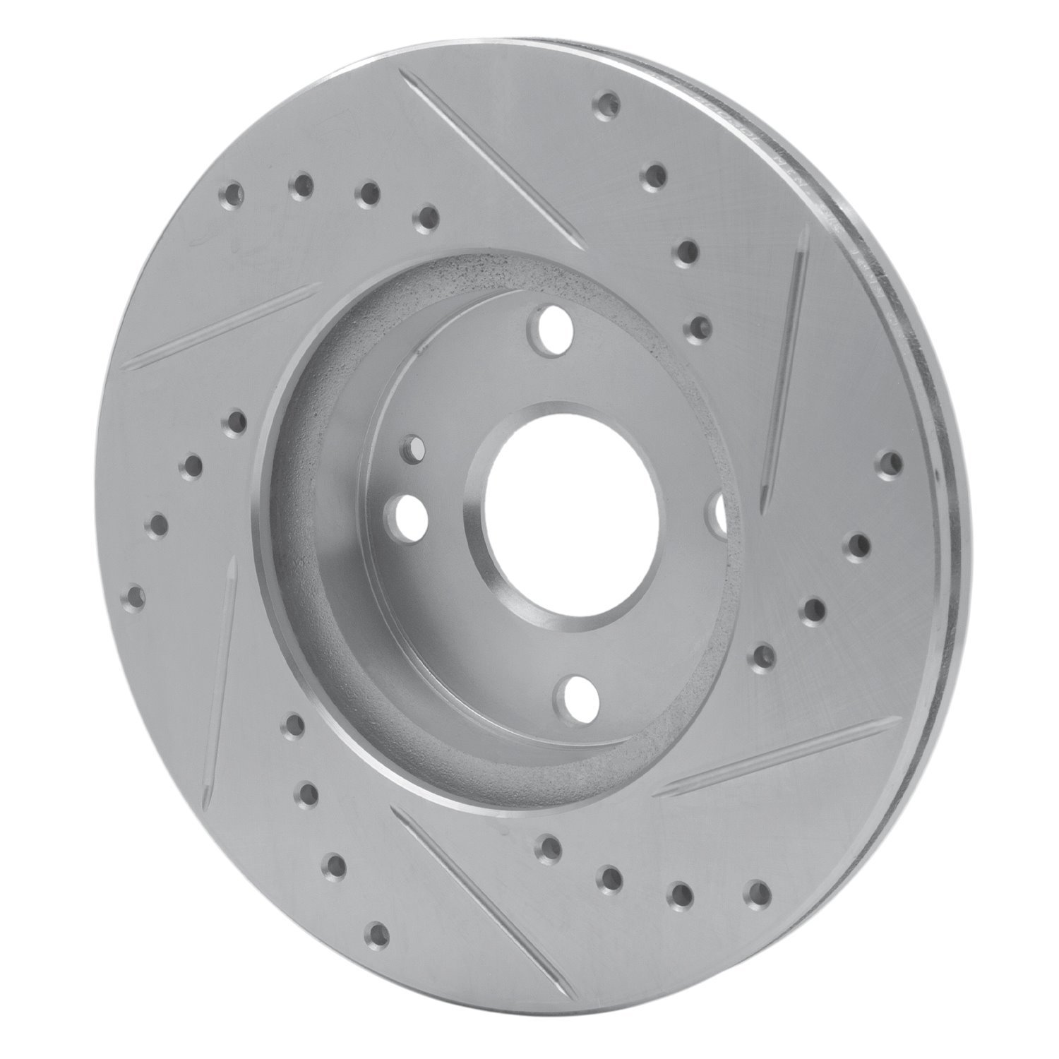 E-Line Drilled & Slotted Silver Brake Rotor, 1994-2002 Ford/Lincoln/Mercury/Mazda, Position: Front Left