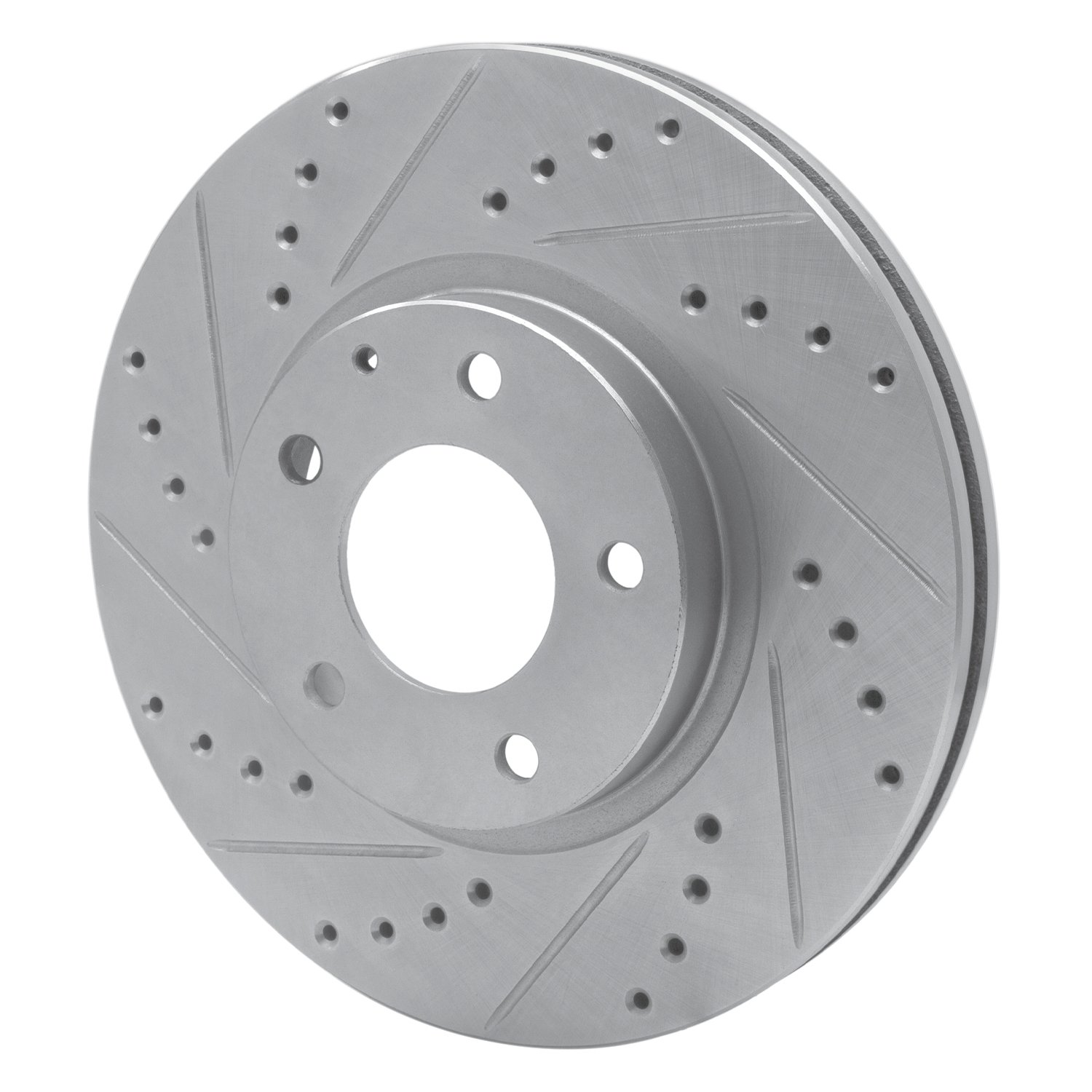 E-Line Drilled & Slotted Silver Brake Rotor, 2001-2002 Ford/Lincoln/Mercury/Mazda, Position: Front Left