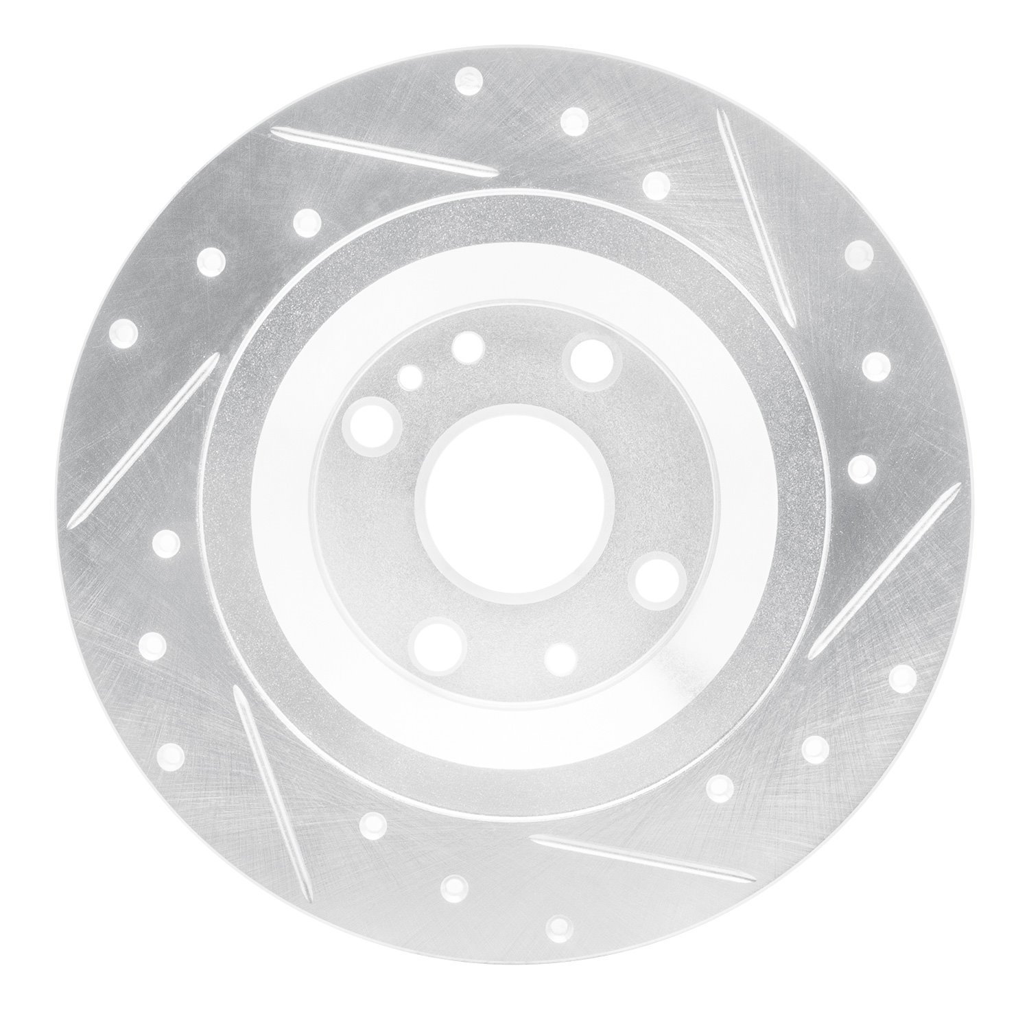 E-Line Drilled & Slotted Silver Brake Rotor, 2001-2005 Ford/Lincoln/Mercury/Mazda, Position: Rear Left
