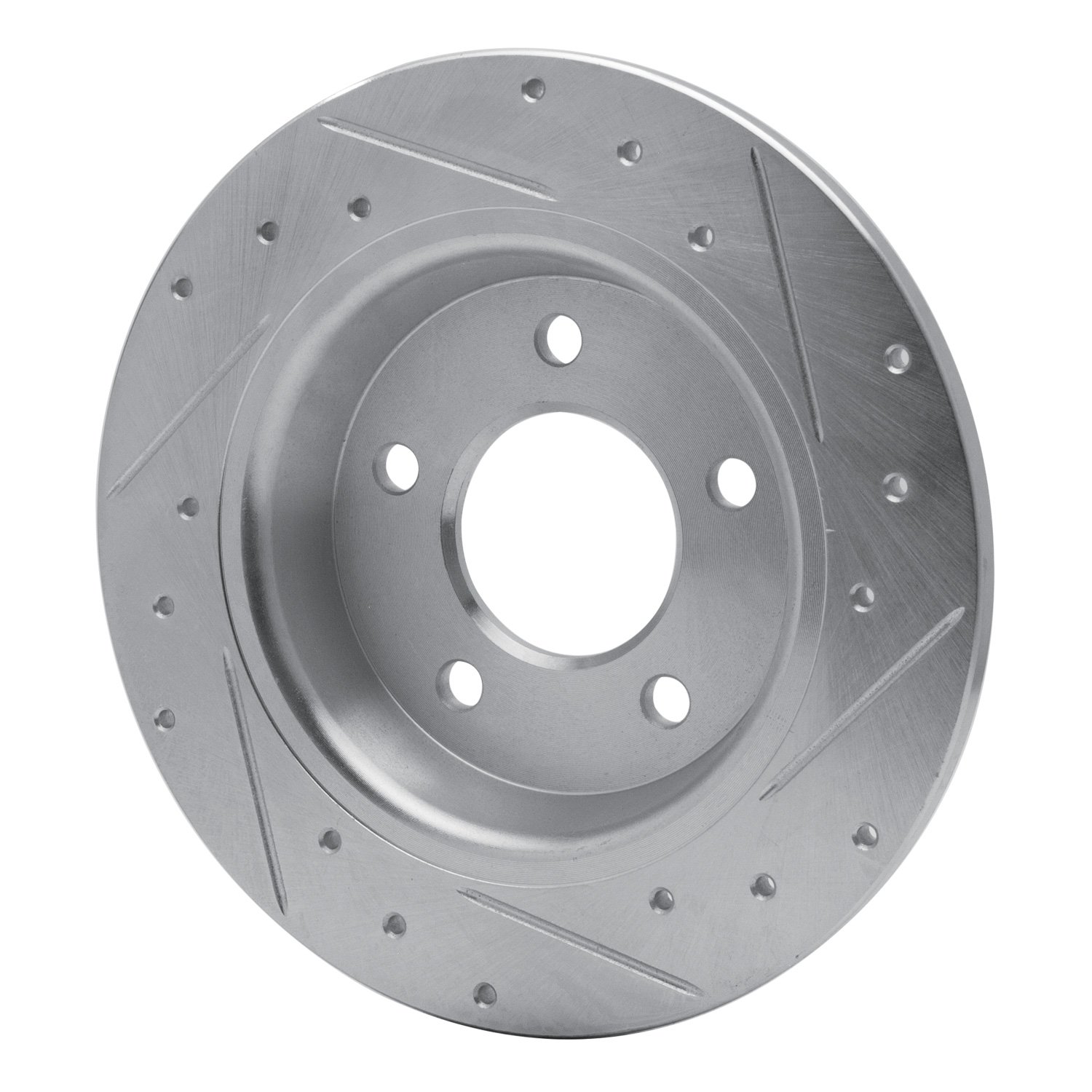 E-Line Drilled & Slotted Silver Brake Rotor, 2004-2013 Ford/Lincoln/Mercury/Mazda, Position: Rear Left