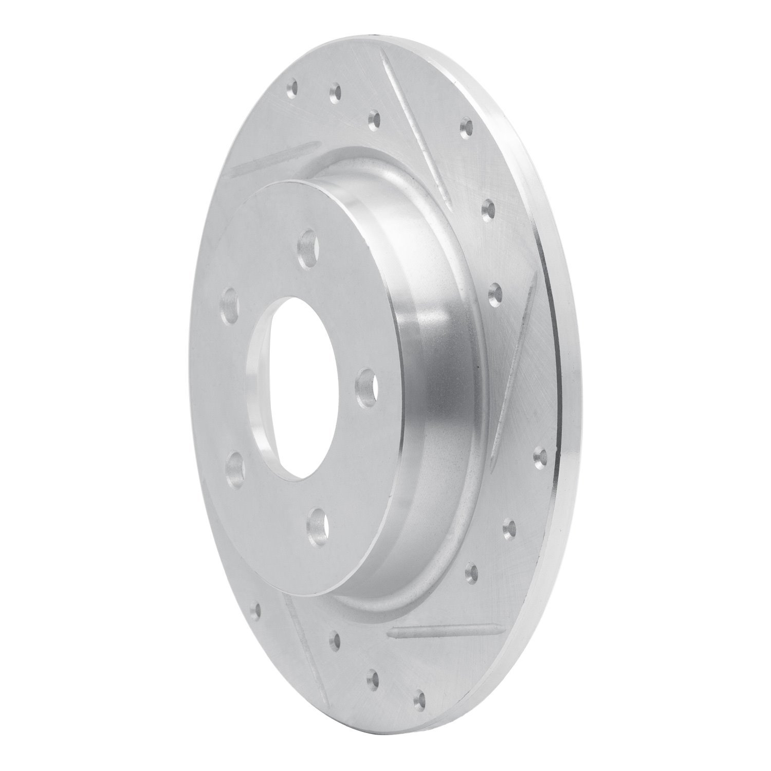 E-Line Drilled & Slotted Silver Brake Rotor, 2004-2013 Ford/Lincoln/Mercury/Mazda, Position: Rear Right