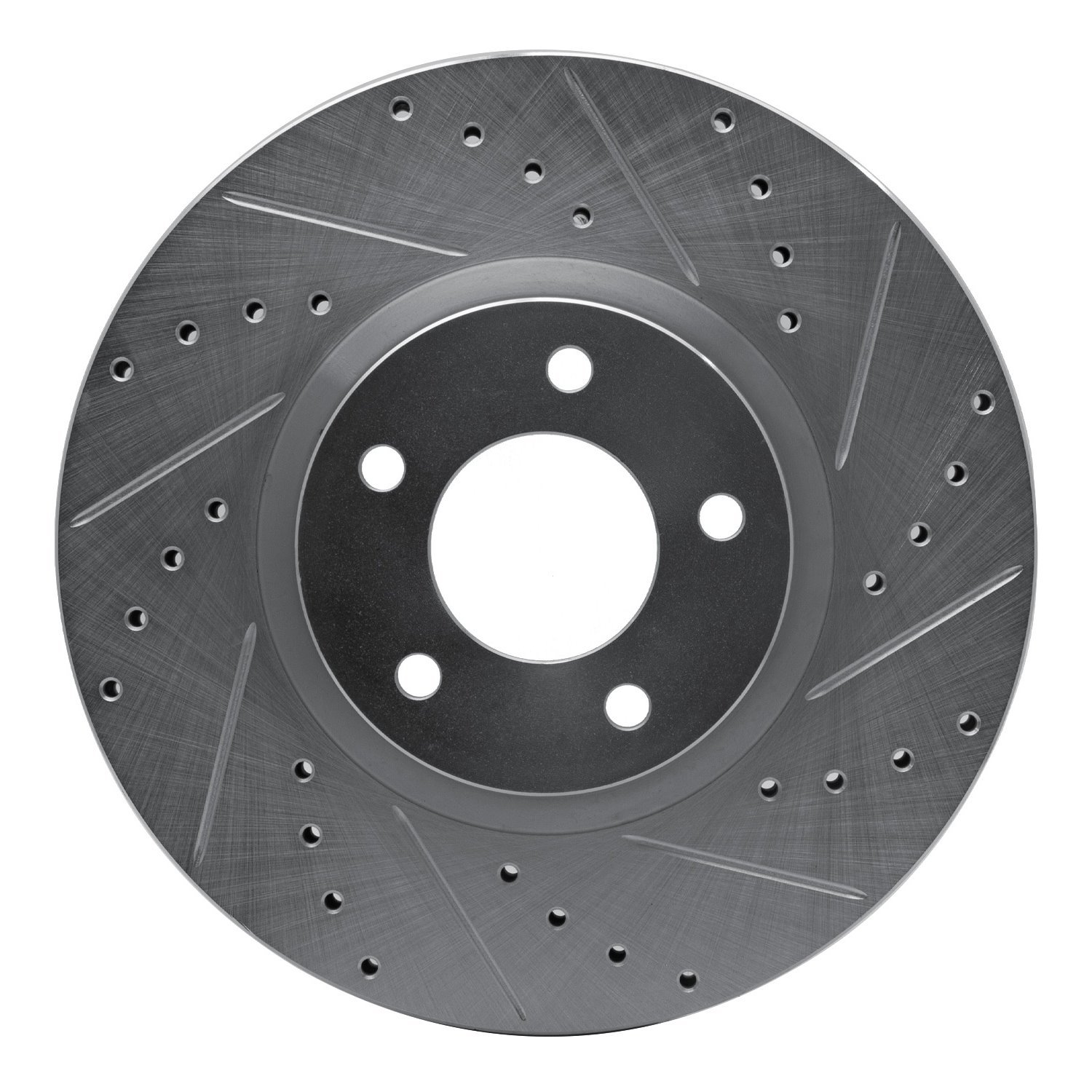 E-Line Drilled & Slotted Silver Brake Rotor, 2007-2013 Ford/Lincoln/Mercury/Mazda, Position: Front Right