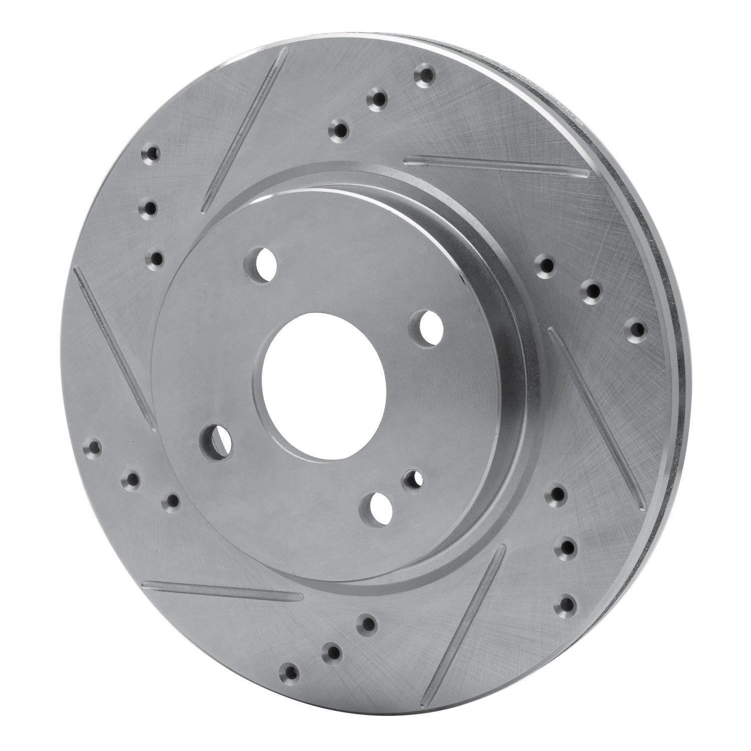 E-Line Drilled & Slotted Silver Brake Rotor, 2011-2015 Ford/Lincoln/Mercury/Mazda, Position: Front Left