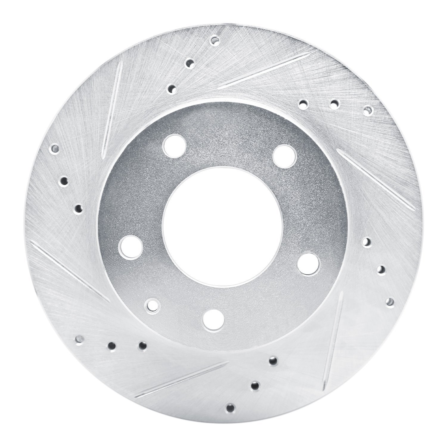 E-Line Drilled & Slotted Silver Brake Rotor, 1992-1993 Ford/Lincoln/Mercury/Mazda, Position: Front Left
