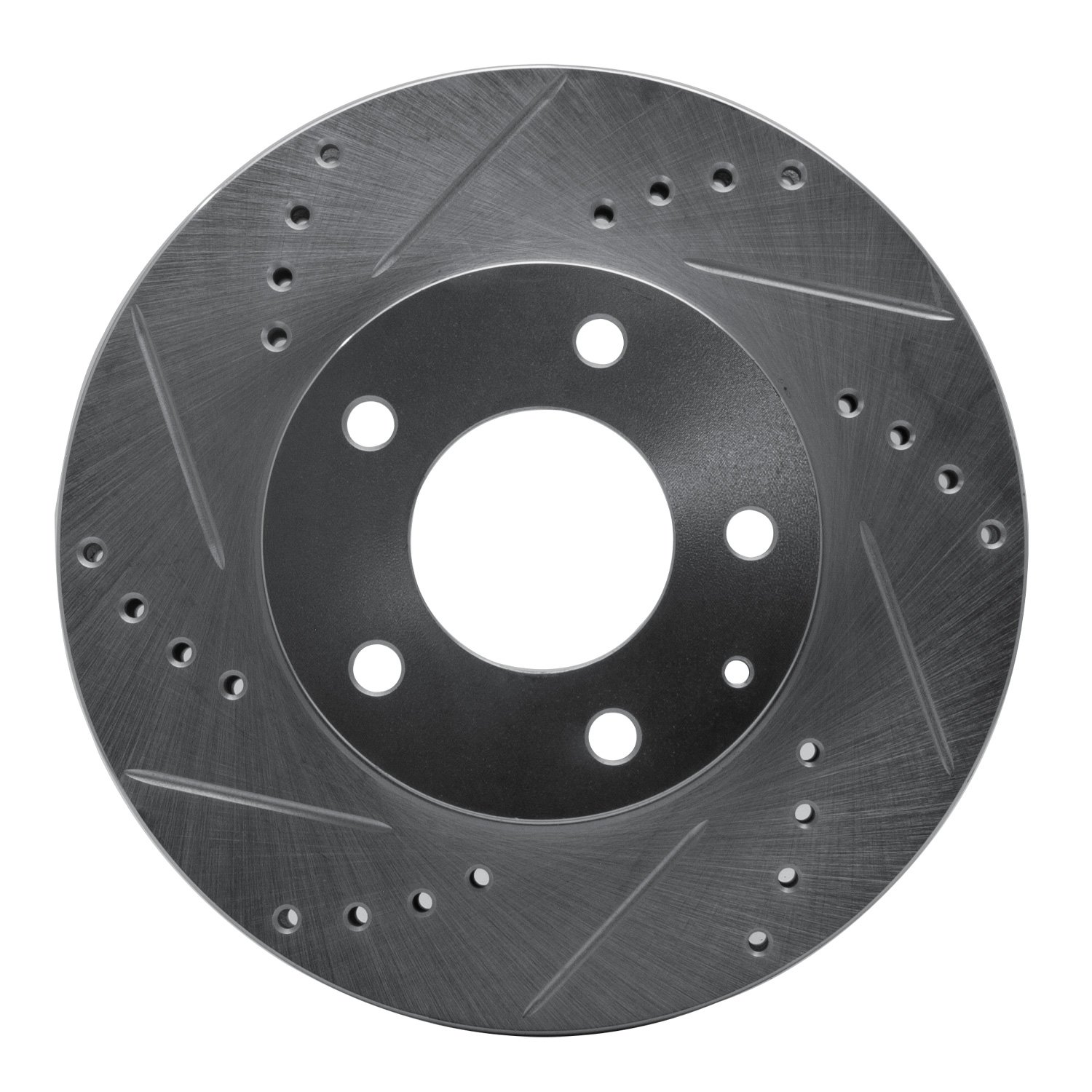 E-Line Drilled & Slotted Silver Brake Rotor, 1995-2006 Ford/Lincoln/Mercury/Mazda, Position: Front Left