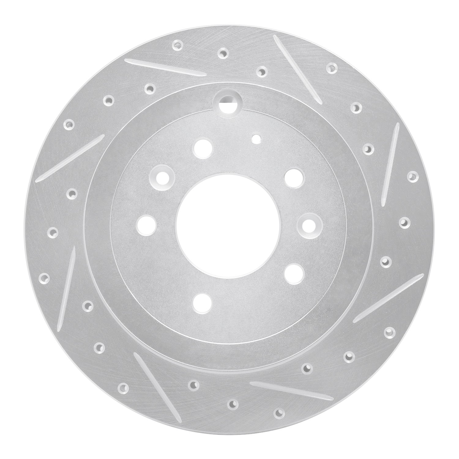 E-Line Drilled & Slotted Silver Brake Rotor, 2007-2012 Ford/Lincoln/Mercury/Mazda, Position: Rear Right