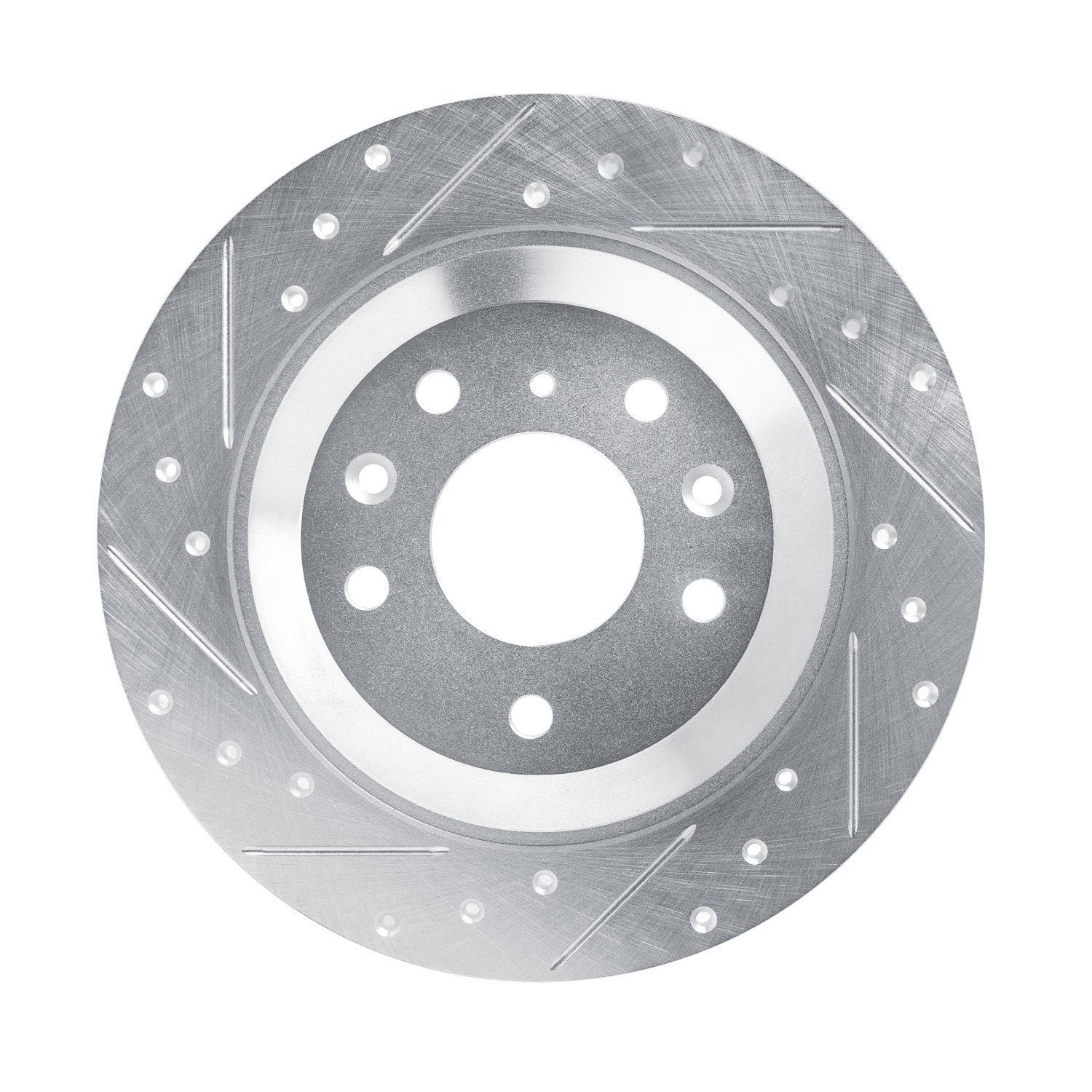 E-Line Drilled & Slotted Silver Brake Rotor, Fits Select Ford/Lincoln/Mercury/Mazda, Position: Rear Left