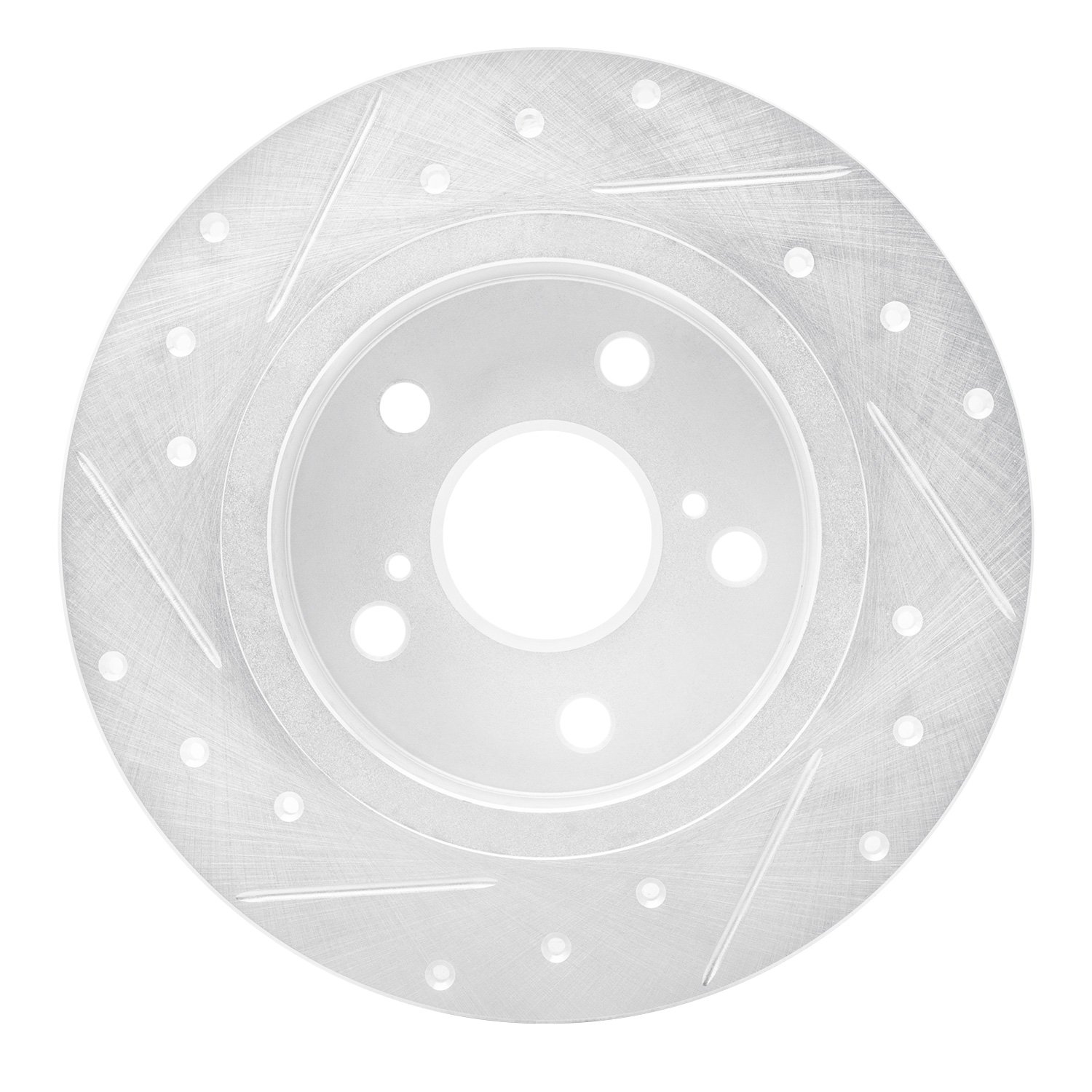 E-Line Drilled & Slotted Silver Brake Rotor, 2011-2016 Lexus/Toyota/Scion, Position: Rear Right