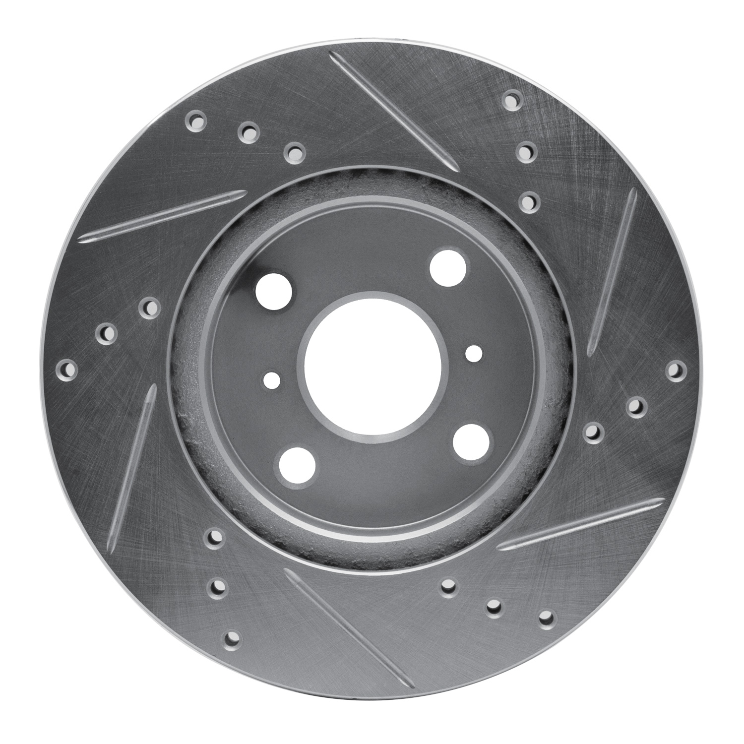E-Line Drilled & Slotted Silver Brake Rotor, 2012-2015 Lexus/Toyota/Scion, Position: Front Left