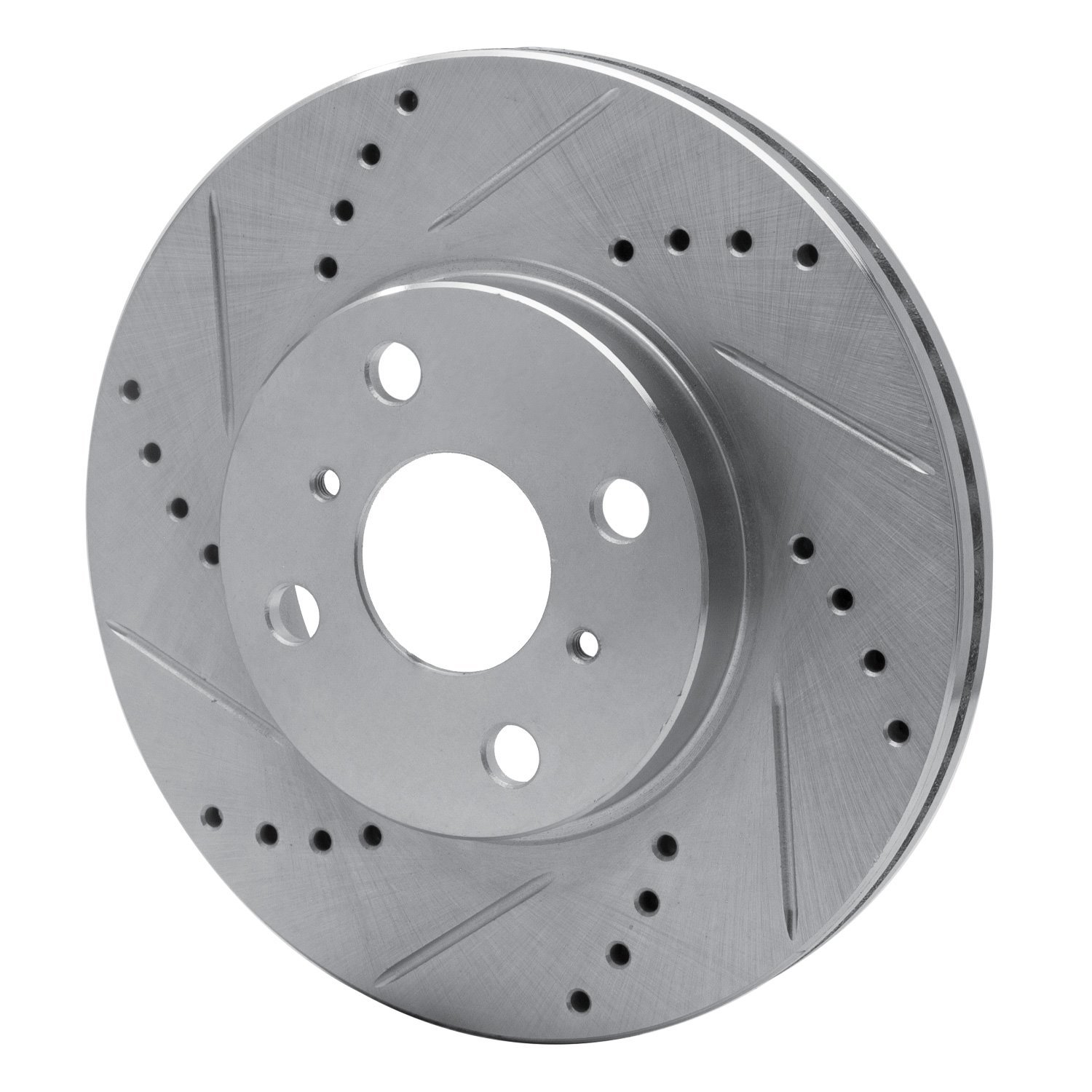 E-Line Drilled & Slotted Silver Brake Rotor, 2004-2006 Lexus/Toyota/Scion, Position: Front Left