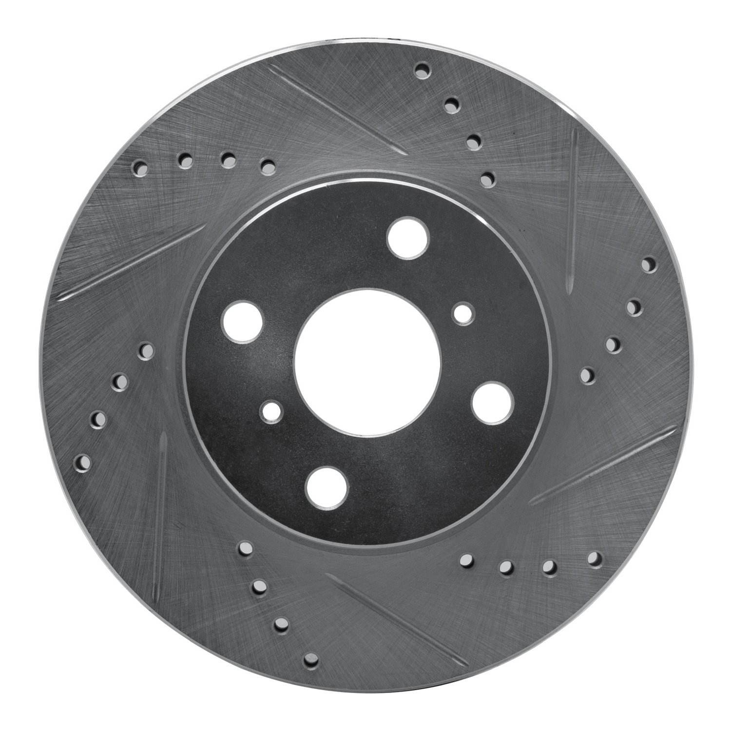 E-Line Drilled & Slotted Silver Brake Rotor, 2004-2006 Lexus/Toyota/Scion, Position: Front Right