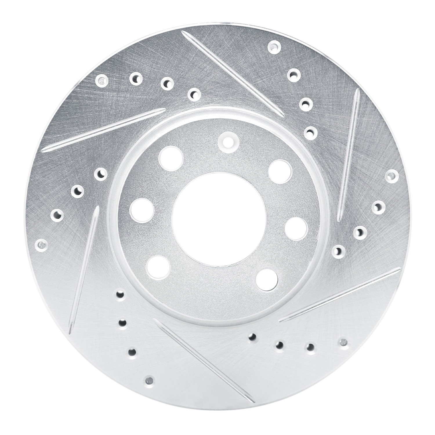 E-Line Drilled & Slotted Silver Brake Rotor, 2000-2005 GM, Position: Front Right