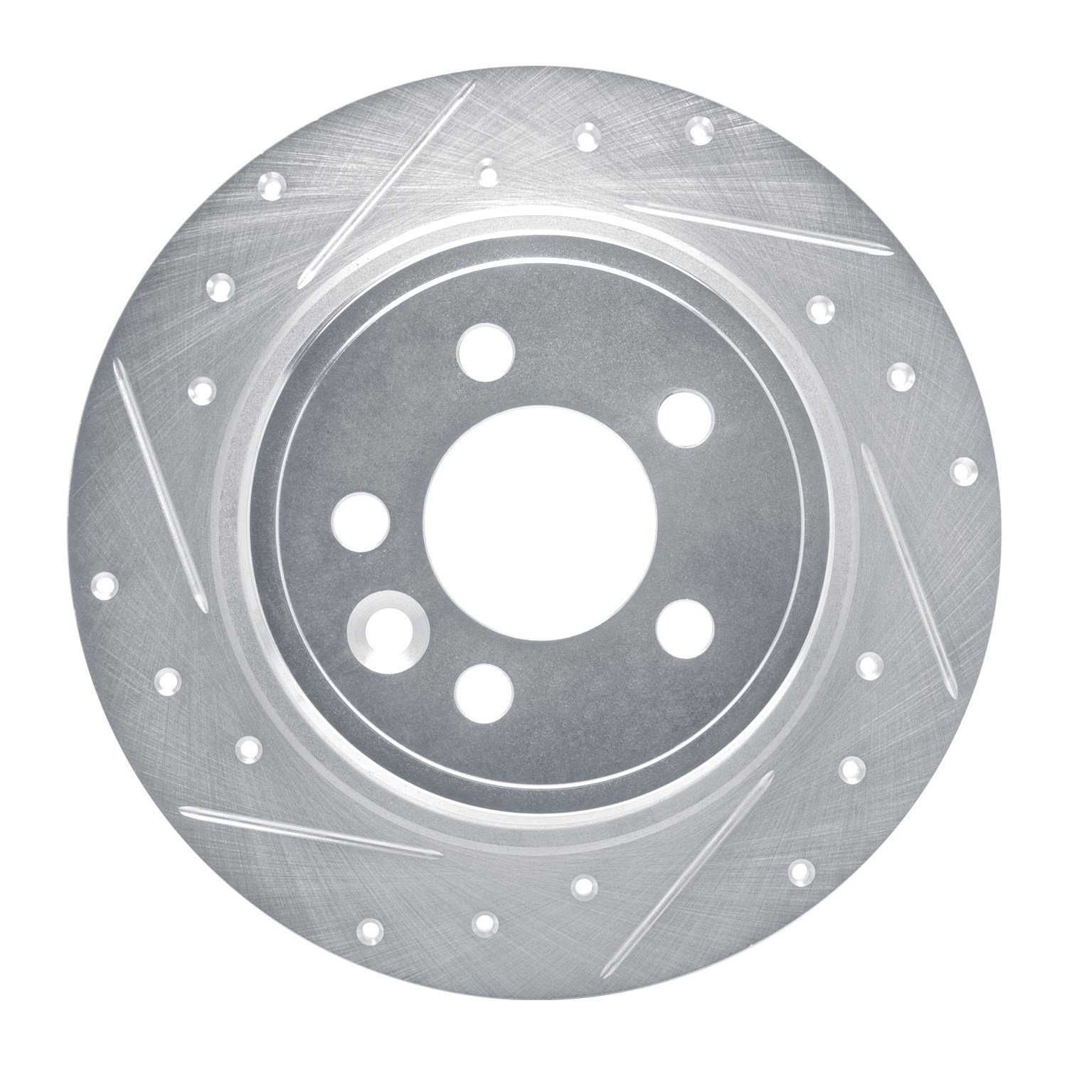 E-Line Drilled & Slotted Silver Brake Rotor, 2000-2006 Rover, Position: Rear Left