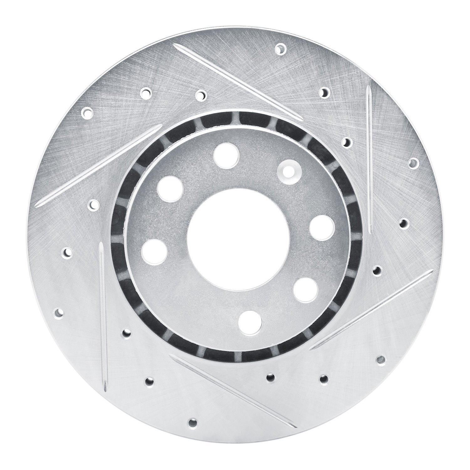 E-Line Drilled & Slotted Silver Brake Rotor, 1998-1999 GM, Position: Front Right