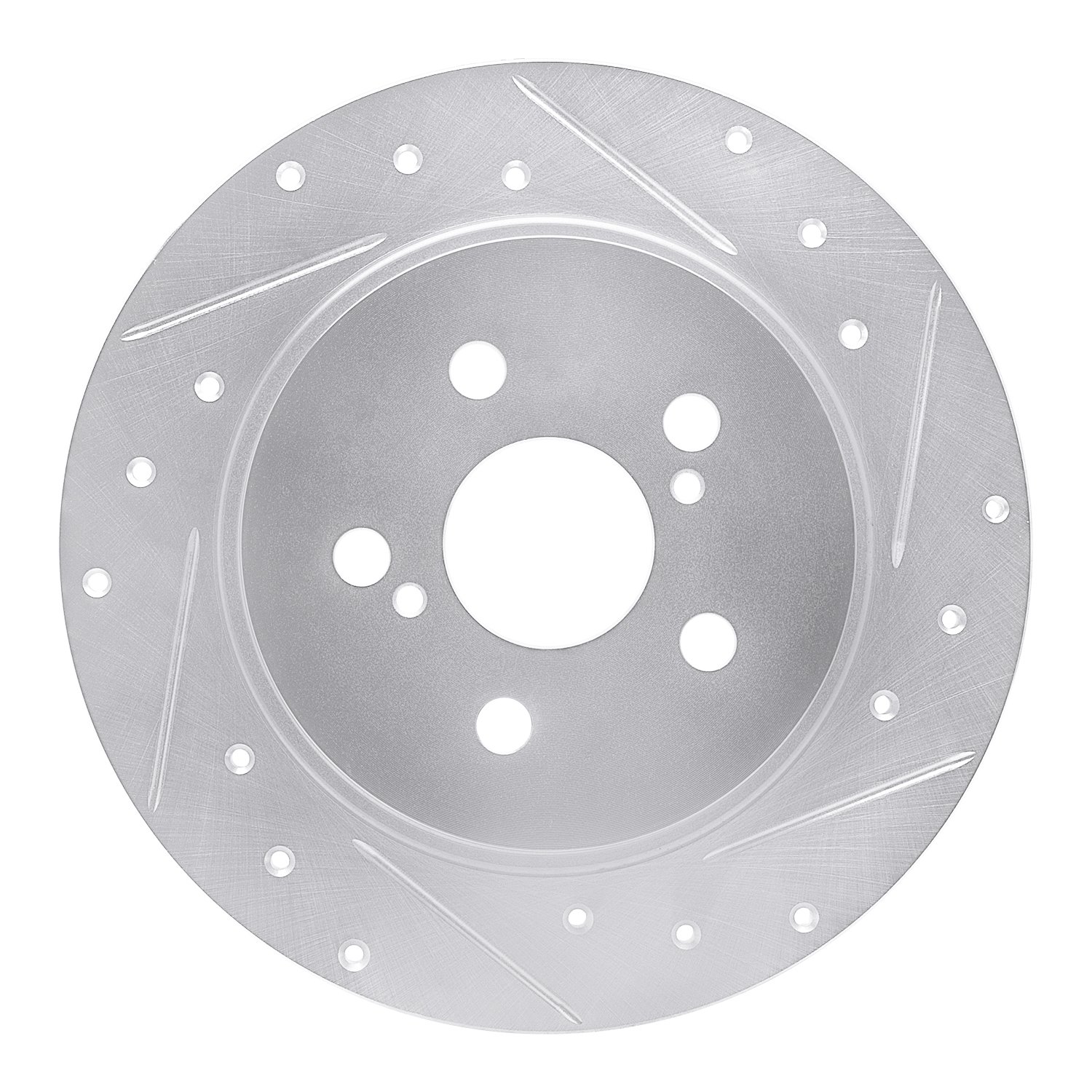 E-Line Drilled & Slotted Silver Brake Rotor, 2009-2015 Lexus/Toyota/Scion, Position: Rear Right