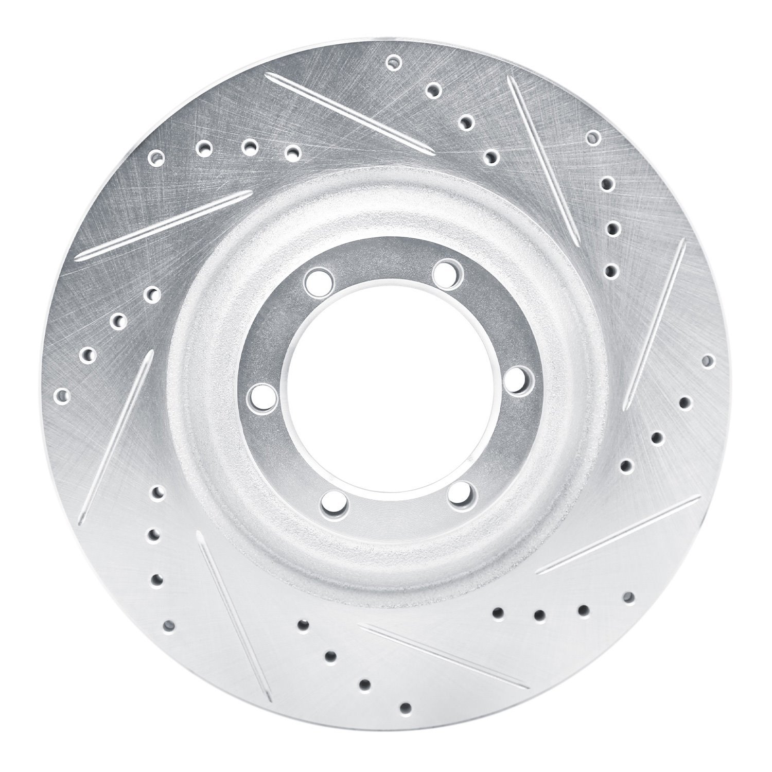 E-Line Drilled & Slotted Silver Brake Rotor, 2012-2018 GM, Position: Front Right