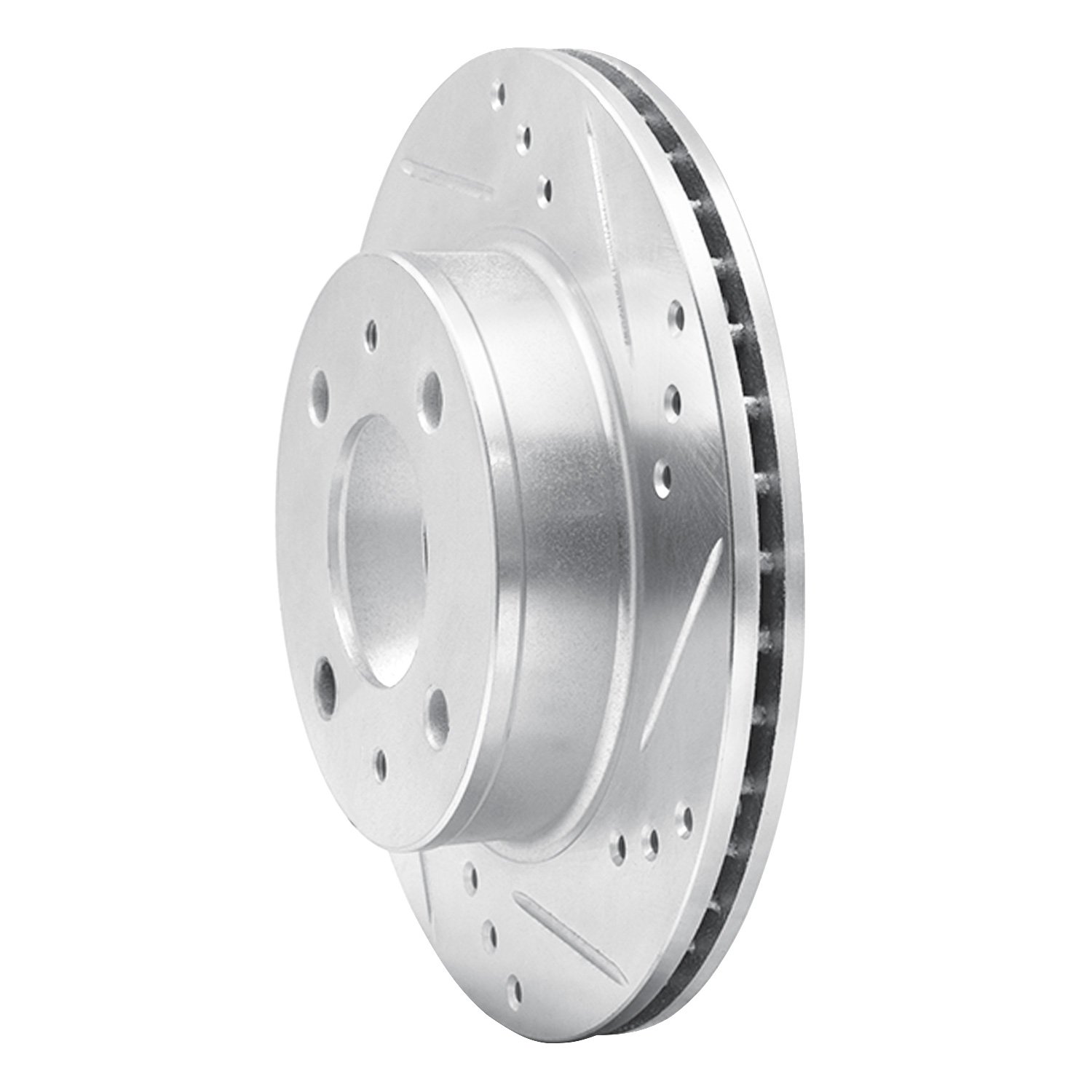 E-Line Drilled & Slotted Silver Brake Rotor, 1998-2012