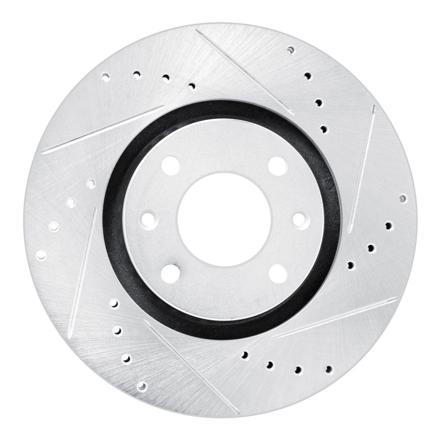 E-Line Drilled & Slotted Silver Brake Rotor, 2003-2018 Peugeot, Position: Front Right