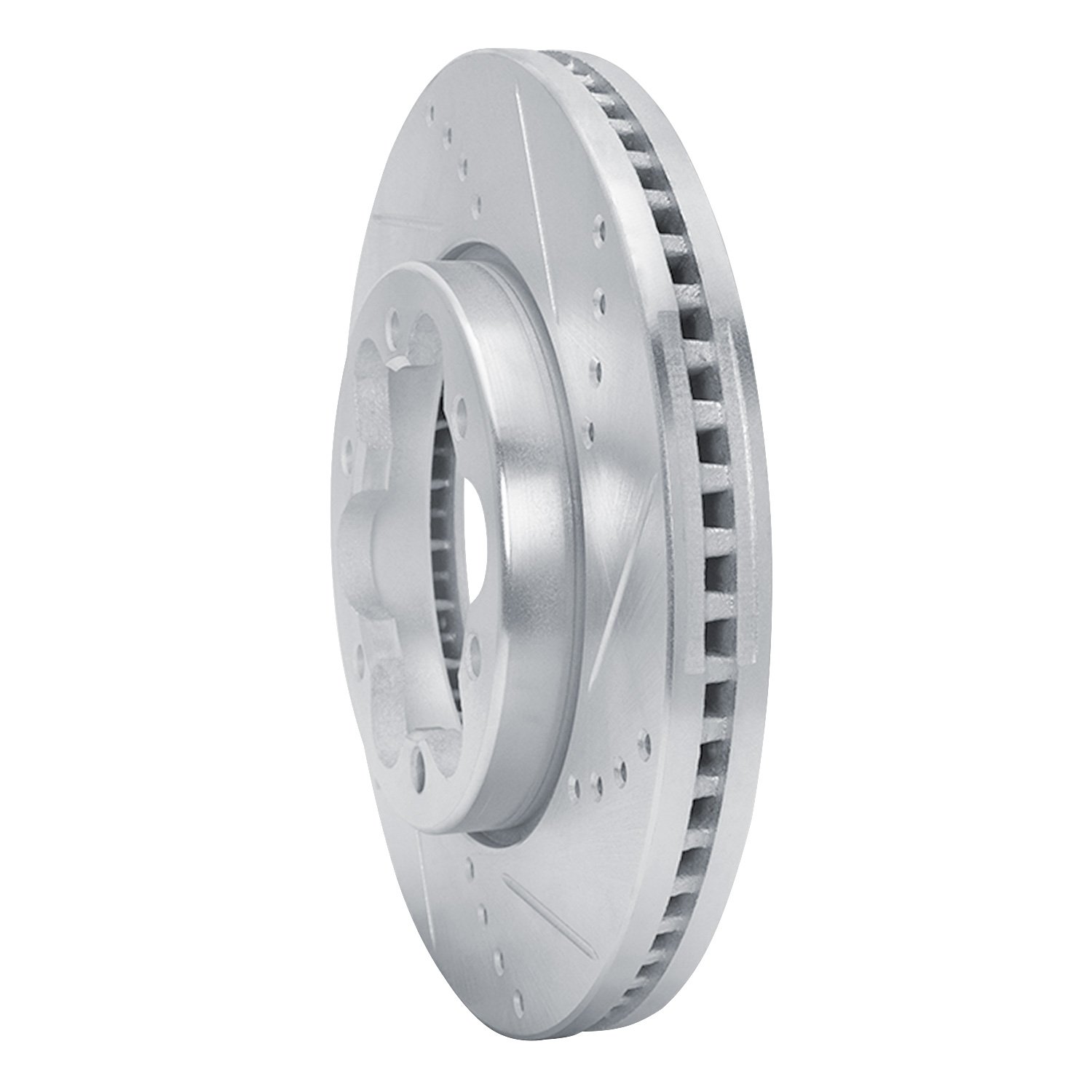 E-Line Drilled & Slotted Silver Brake Rotor, 2006-2019 Lexus/Toyota/Scion, Position: Front Right