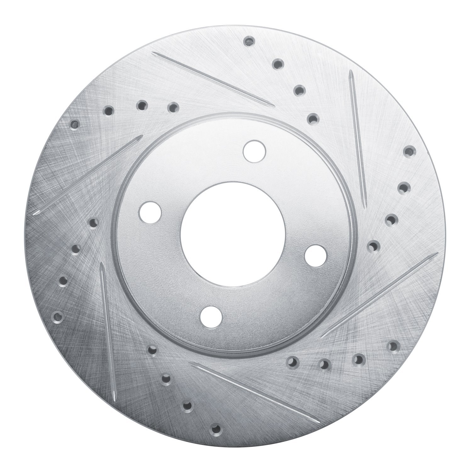 E-Line Drilled & Slotted Silver Brake Rotor, 2013-2017 Suzuki, Position: Front Right