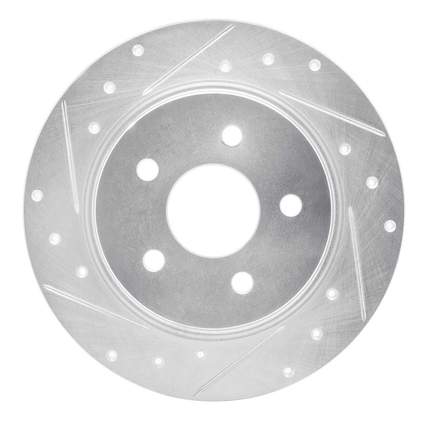 E-Line Drilled & Slotted Silver Brake Rotor, 2014-2019 Suzuki, Position: Rear Left