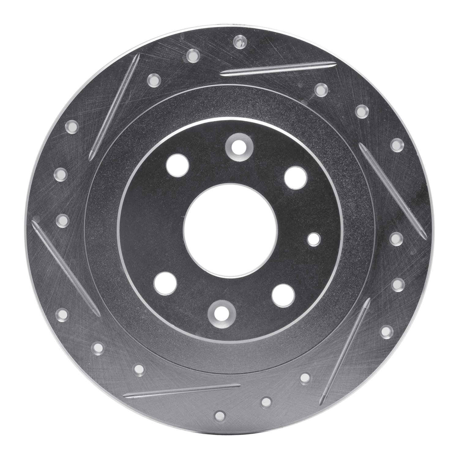 E-Line Drilled & Slotted Silver Brake Rotor, 2013-2017 Suzuki, Position: Rear Left