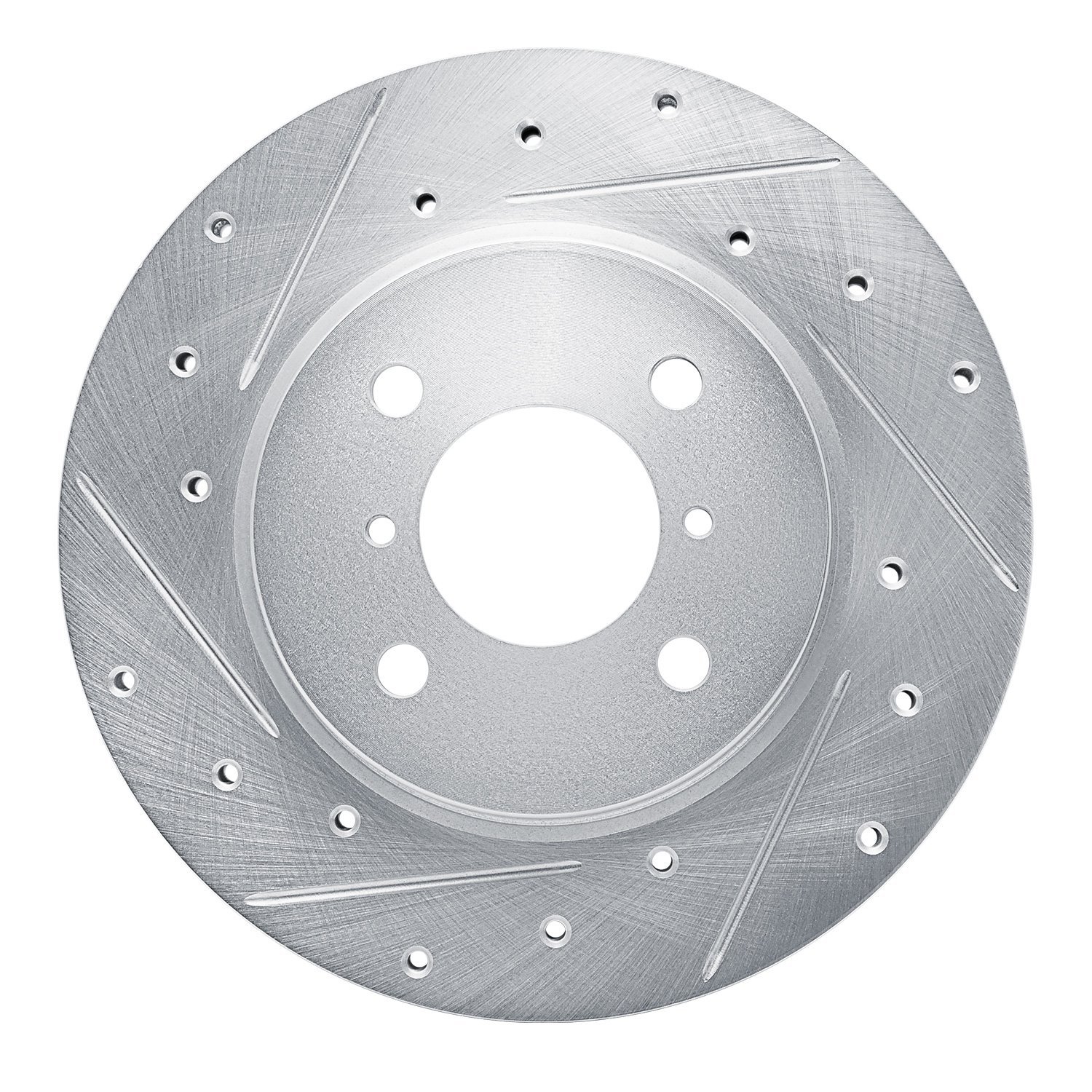 E-Line Drilled & Slotted Silver Brake Rotor, 2016-2018 Suzuki, Position: Front Left