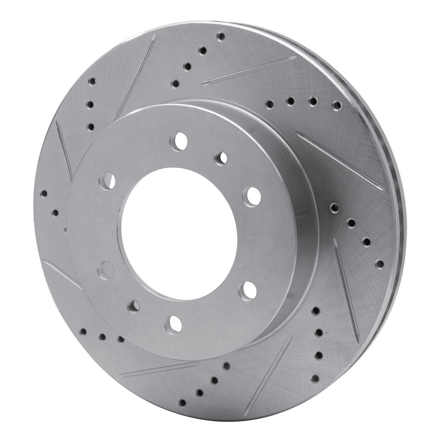 E-Line Drilled & Slotted Silver Brake Rotor, 2006-2010 GM, Position: Front Left