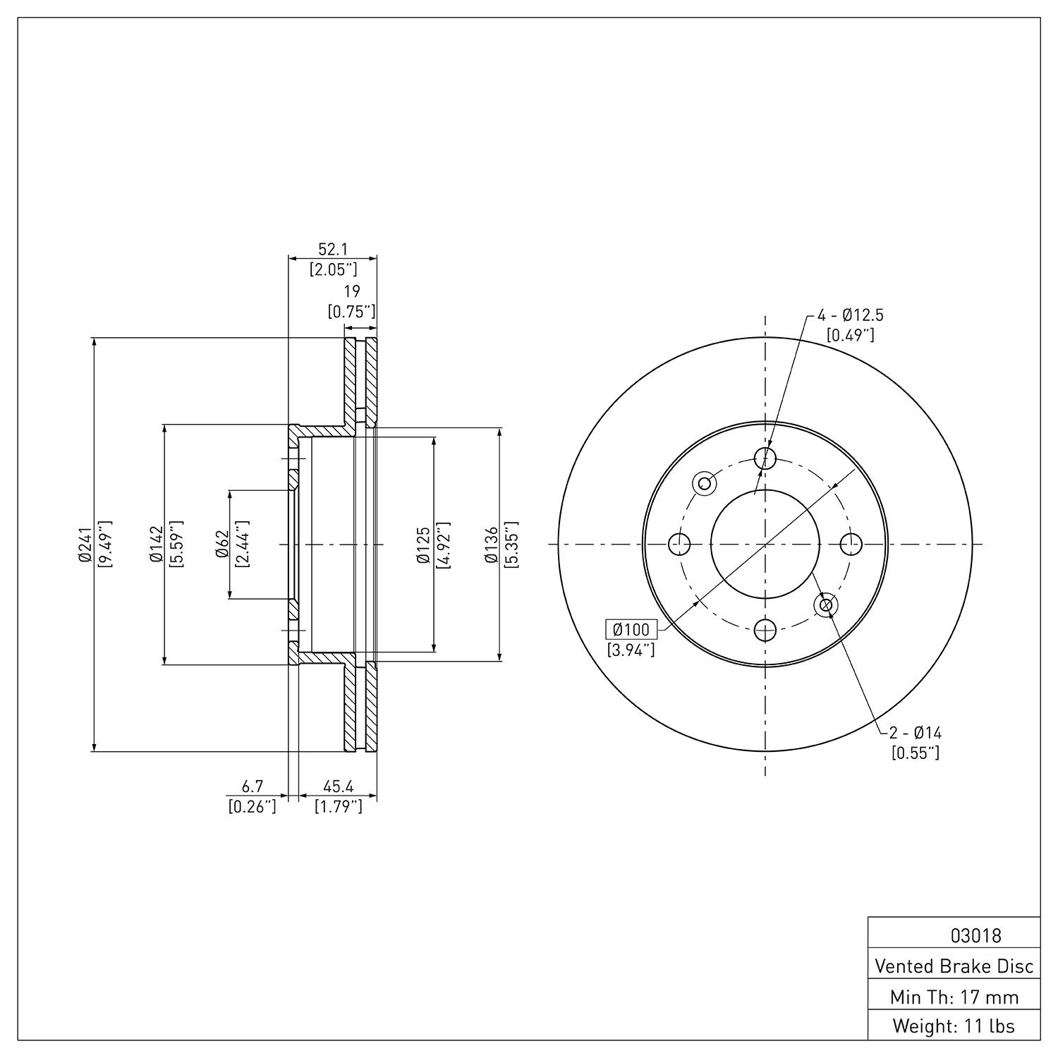 E-Line Blank Brake Rotor, 2003-2006 Fits Multiple Makes/Models, Position: Front