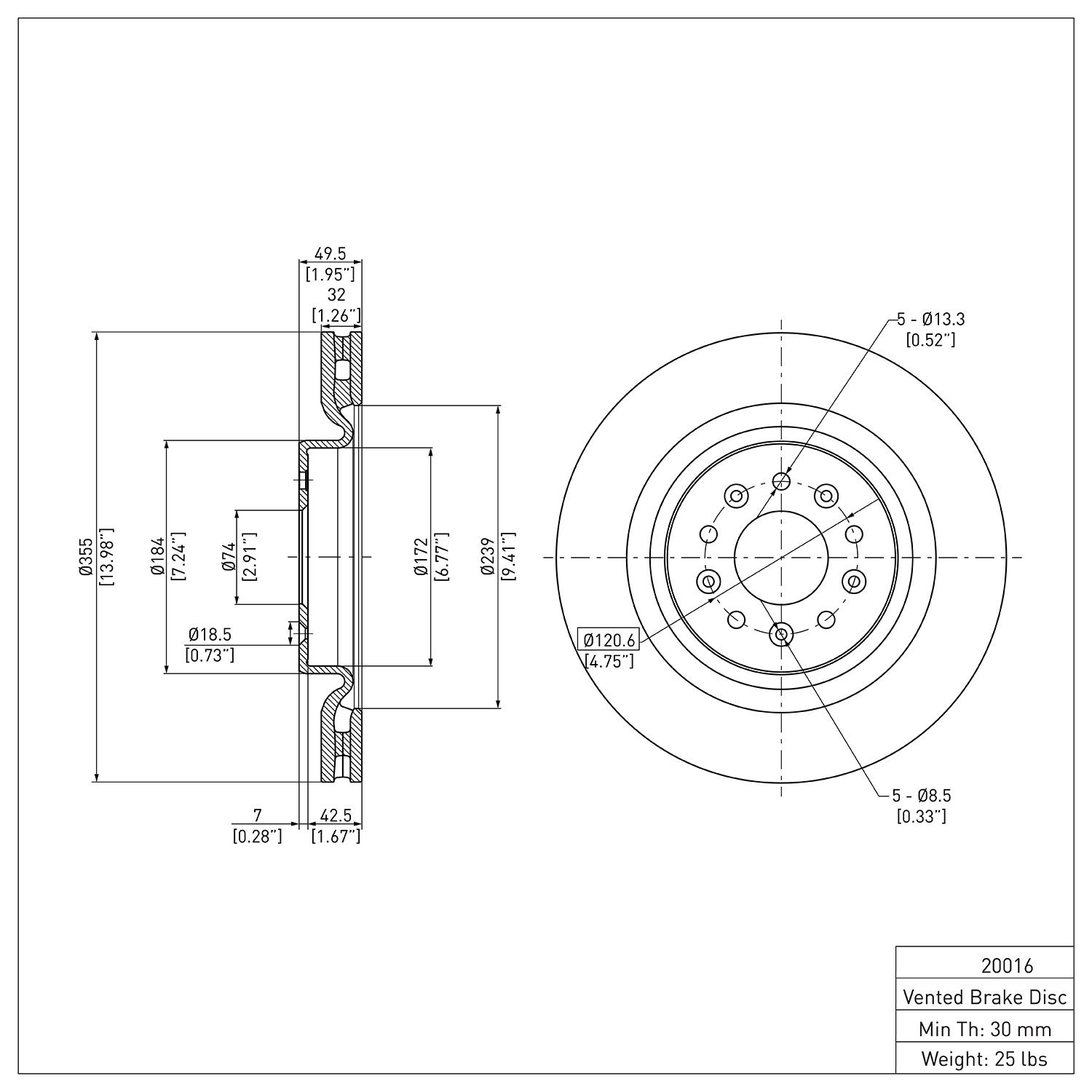 E-Line Blank Brake Rotor, 2000-2006 Jaguar, Position: Front