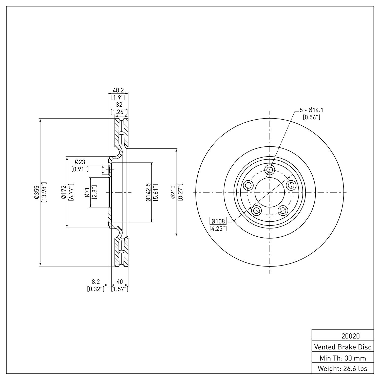 E-Line Blank Brake Rotor, 2006-2021 Jaguar, Position: Front