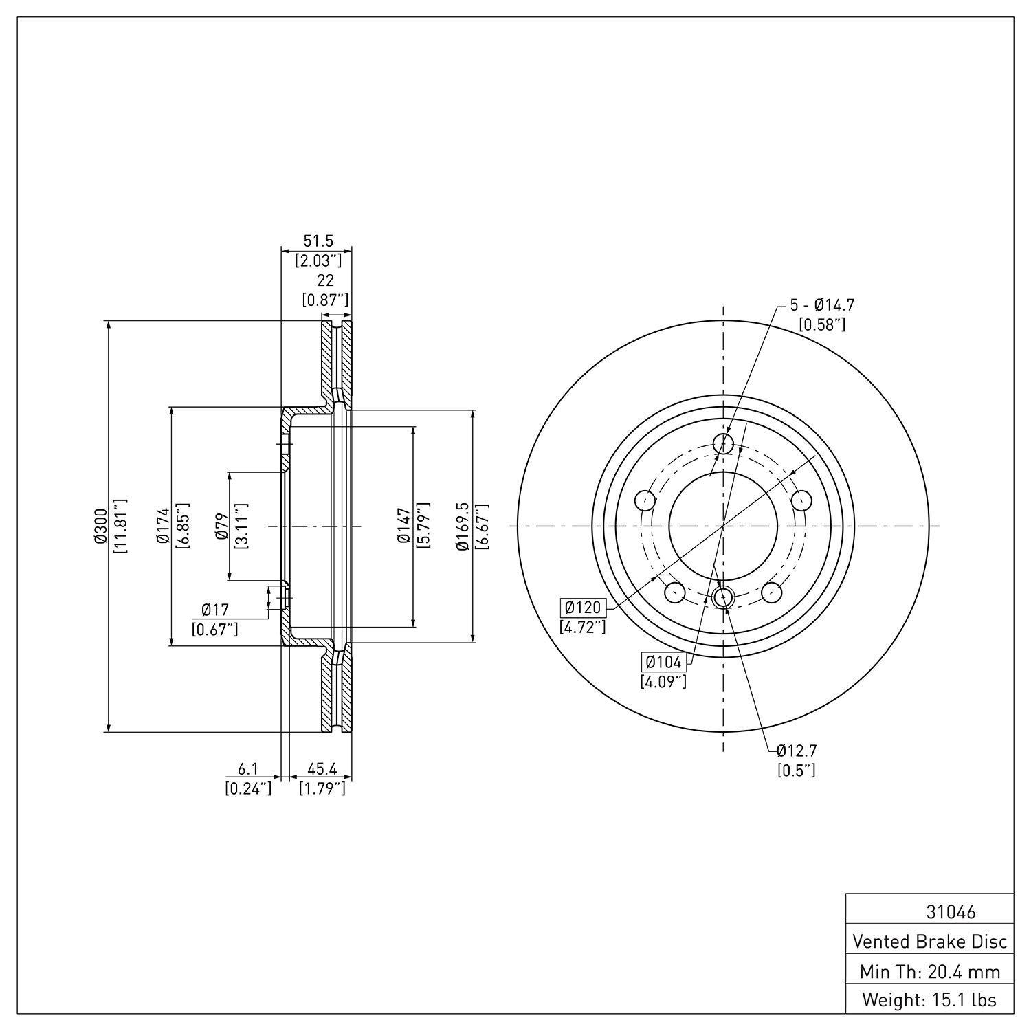 E-Line Blank Brake Rotor, 1999-2008 BMW, Position: Front