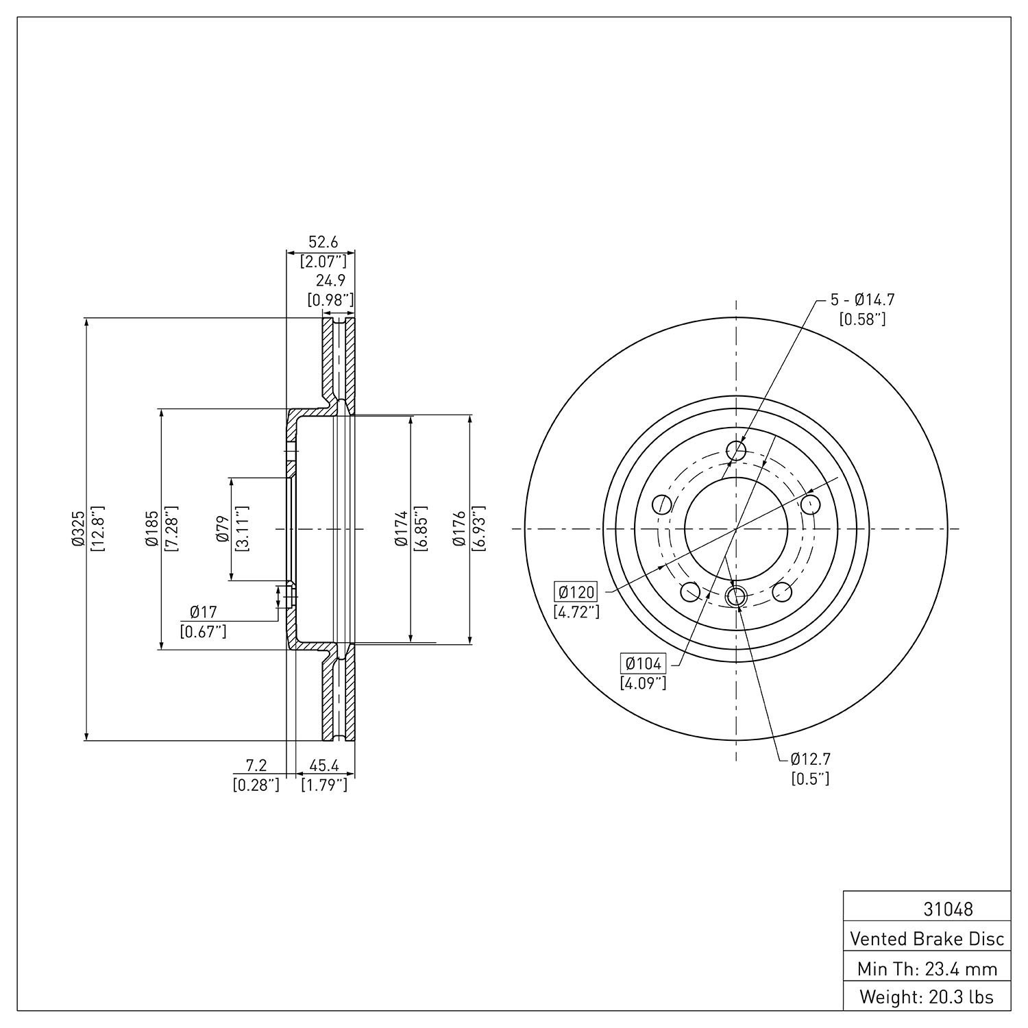 E-Line Blank Brake Rotor, 2001-2008 BMW, Position: Front