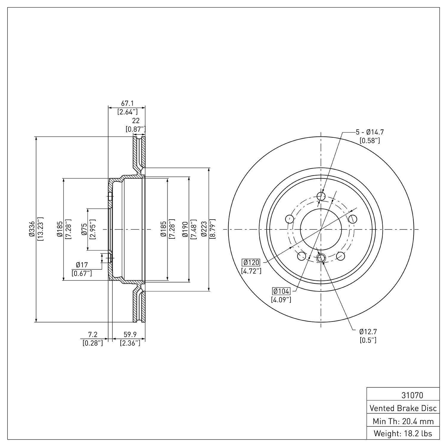 E-Line Blank Brake Rotor, 2006-2015 BMW, Position: Rear