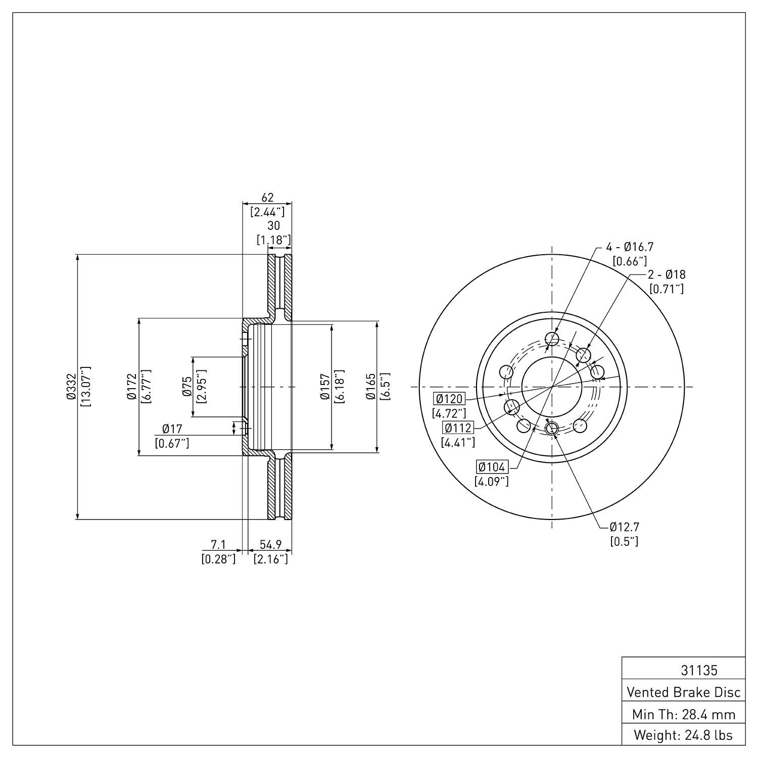 E-Line Blank Brake Rotor, 2000-2006 BMW, Position: Front