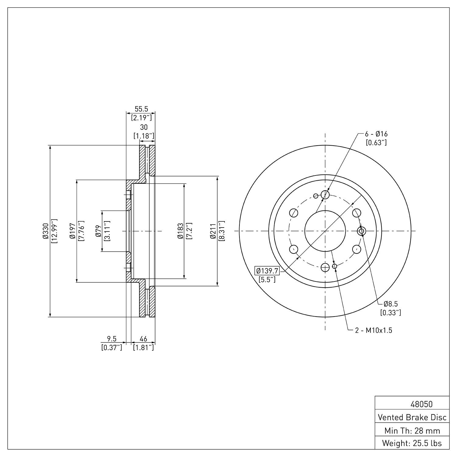 E-Line Blank Brake Rotor, 2005-2020 GM, Position: Front