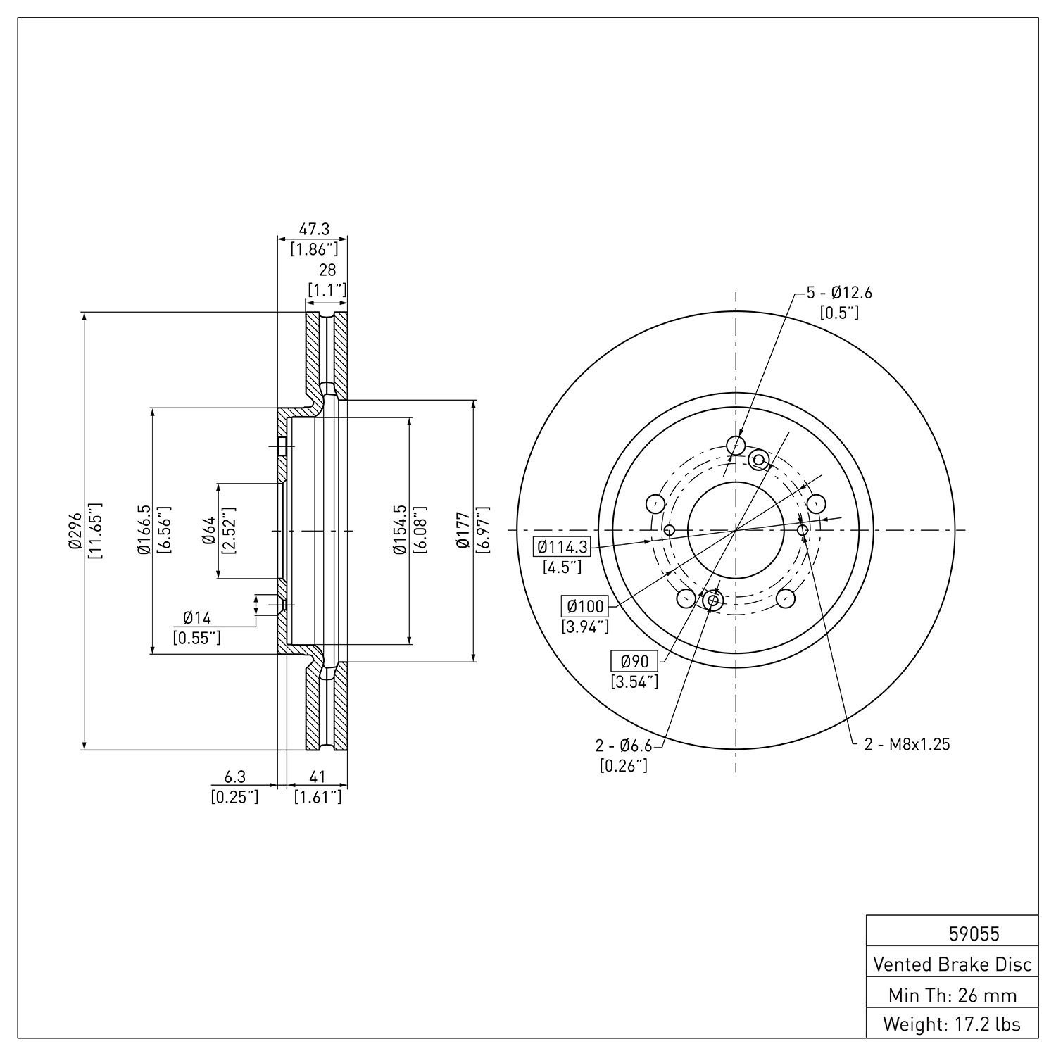 E-Line Blank Brake Rotor, 2007-2016 Acura/Honda, Position: Front