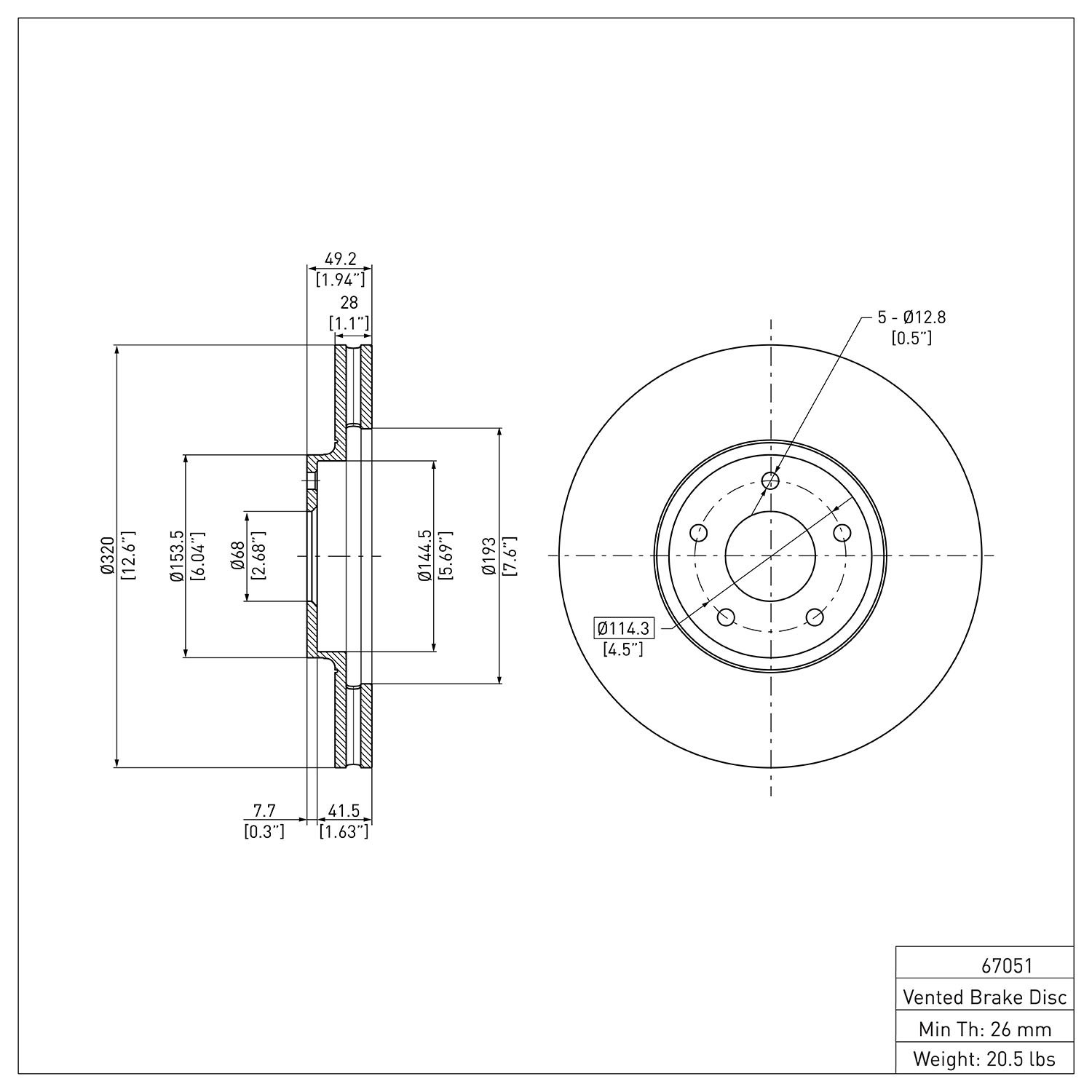 E-Line Blank Brake Rotor, 2003-2005 Infiniti/Nissan, Position: Front