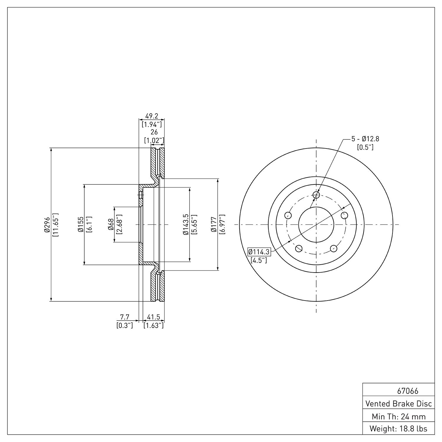 E-Line Blank Brake Rotor, Fits Select Infiniti/Nissan, Position: Front