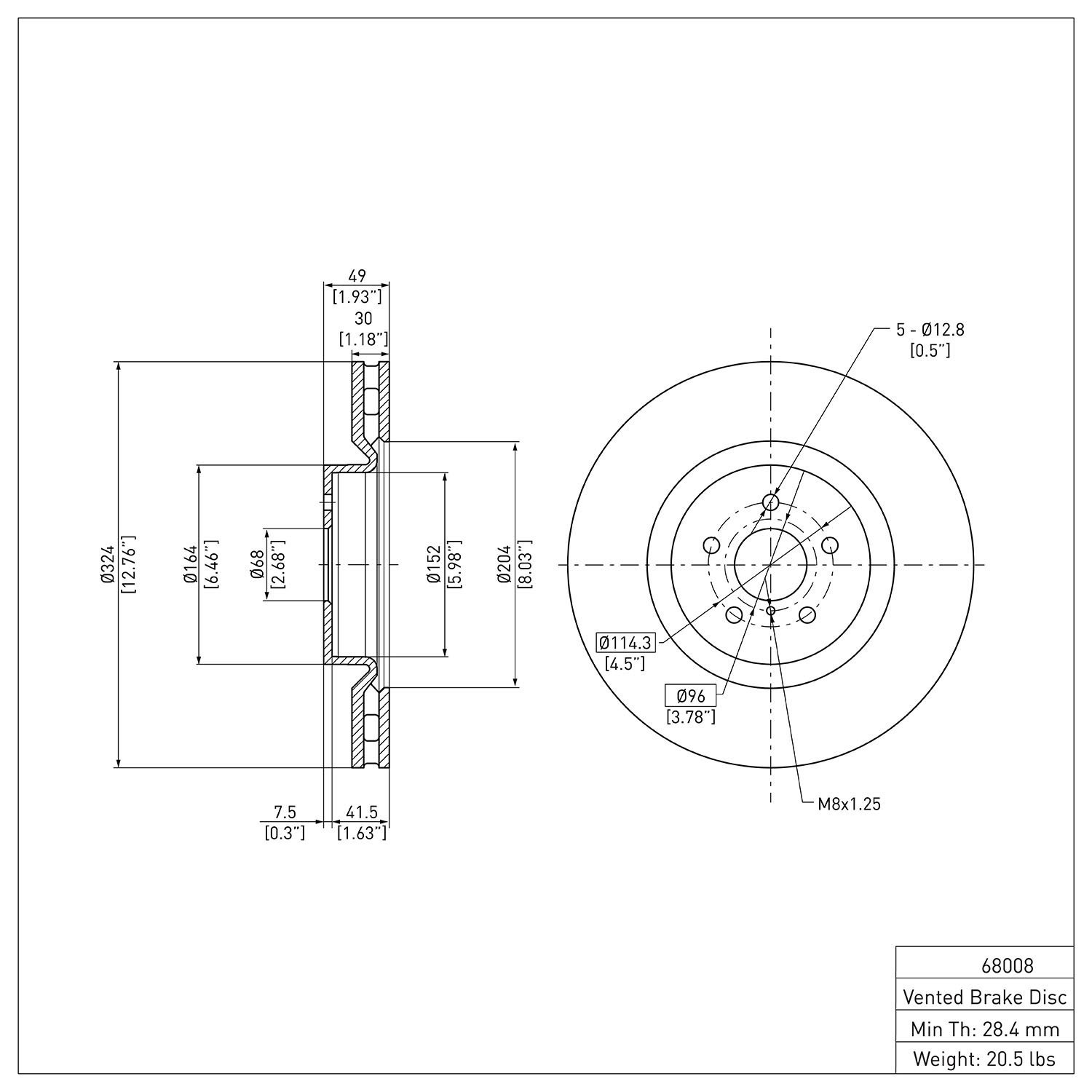 E-Line Blank Brake Rotor, 2003-2008 Infiniti/Nissan, Position: Front