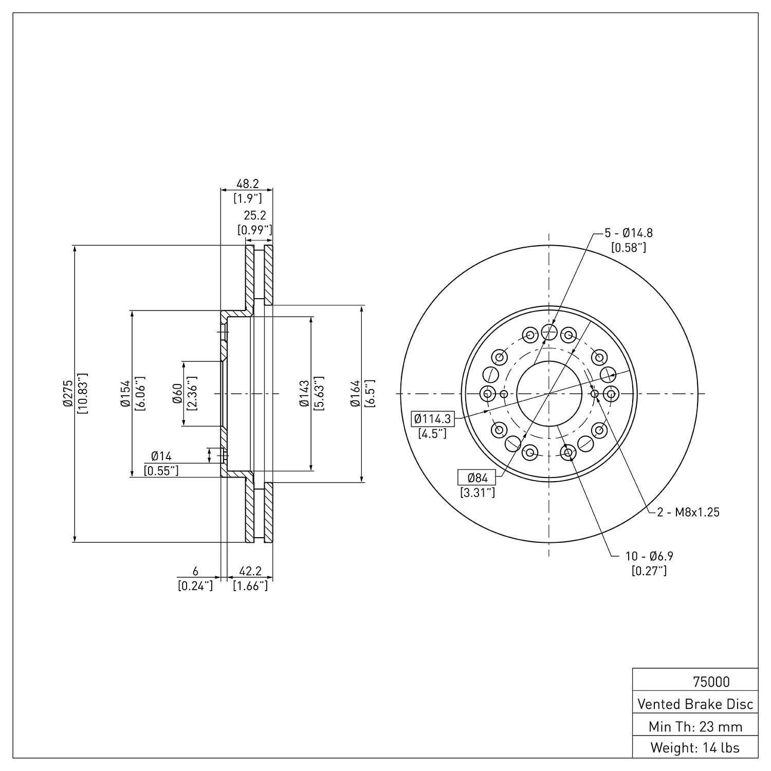 E-Line Blank Brake Rotor, 1990-1990 Lexus/Toyota/Scion, Position: Front