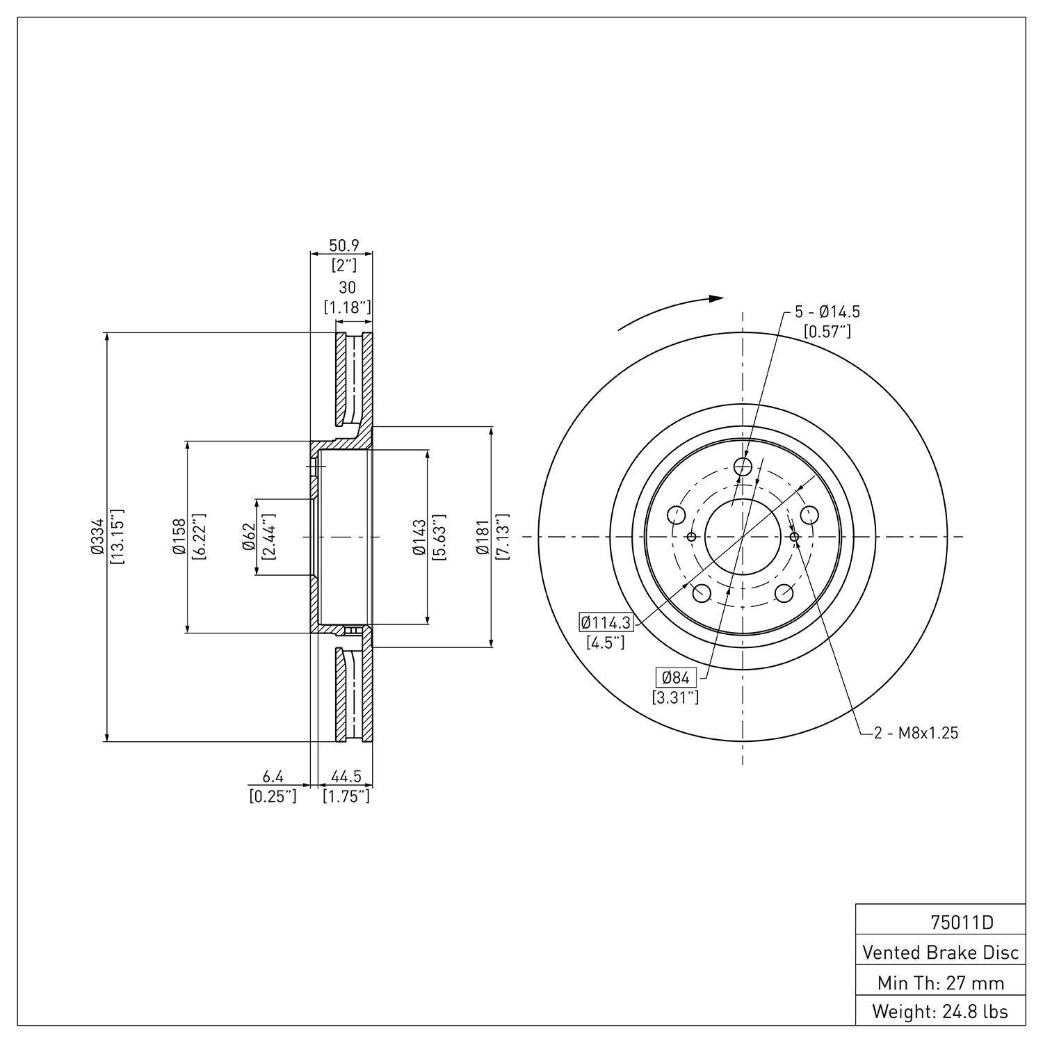 E-Line Blank Rotor, 2006-2020 Lexus/Toyota/Scion, Position: Front Right