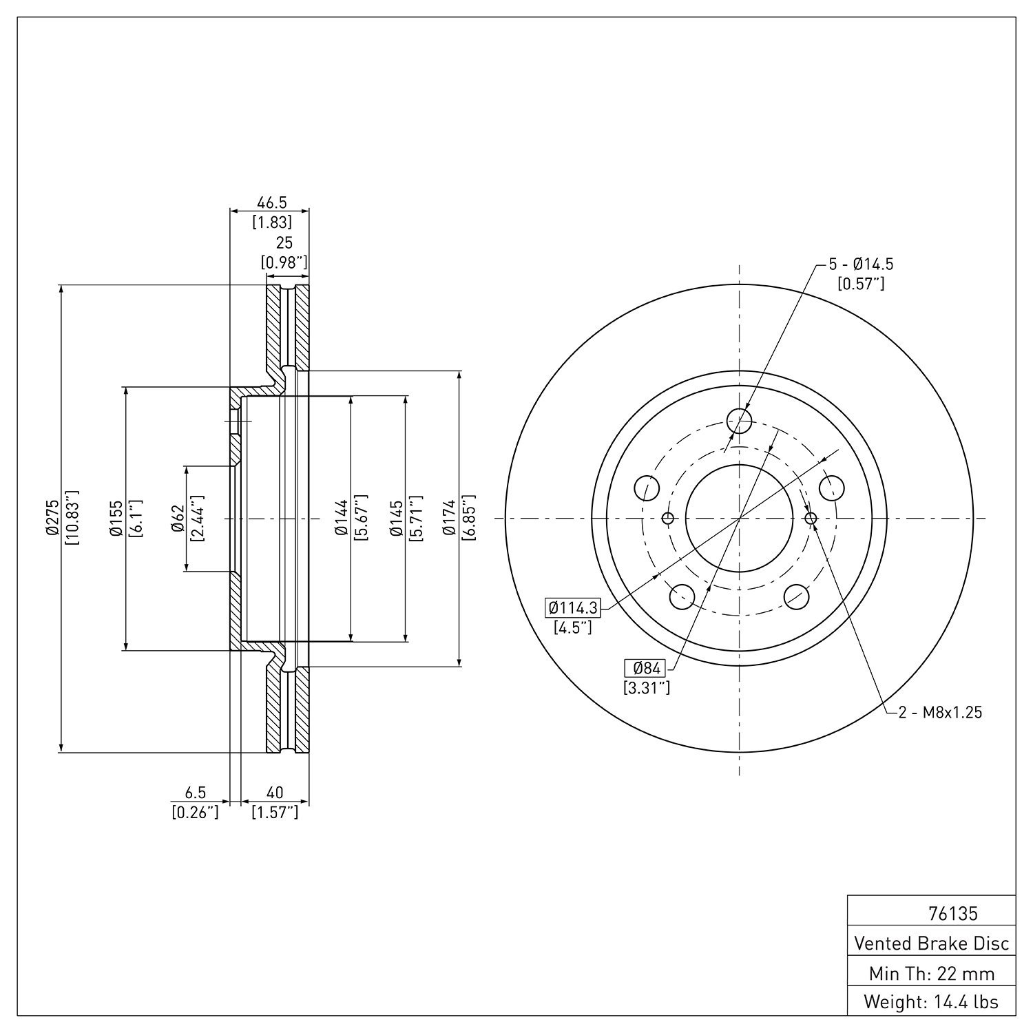 E-Line Blank Brake Rotor, 2006-2018 Lexus/Toyota/Scion, Position: Front