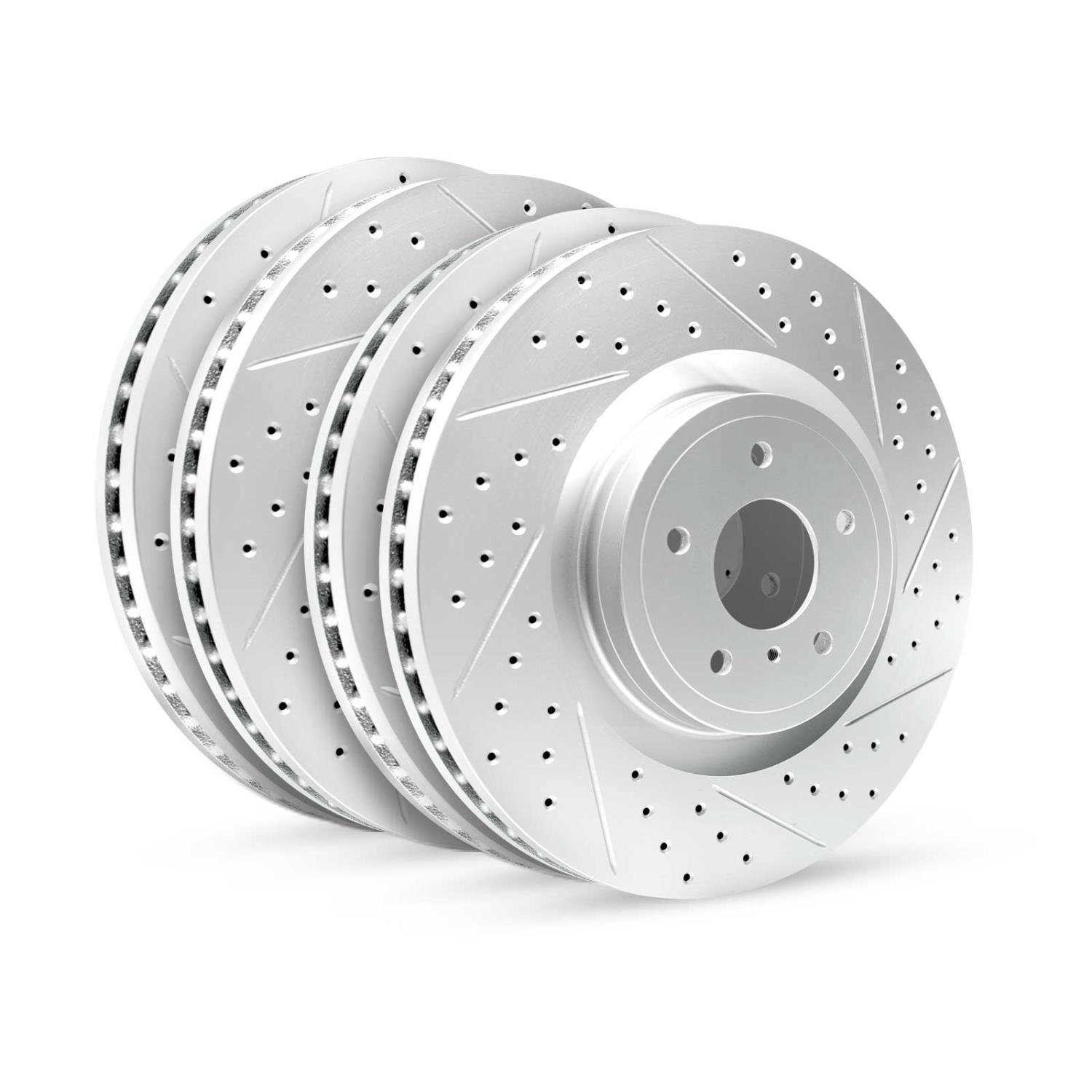 GEO-Carbon Drilled & Slotted Brake Rotor Set, Fits Select Mopar, Position: Front & Rear