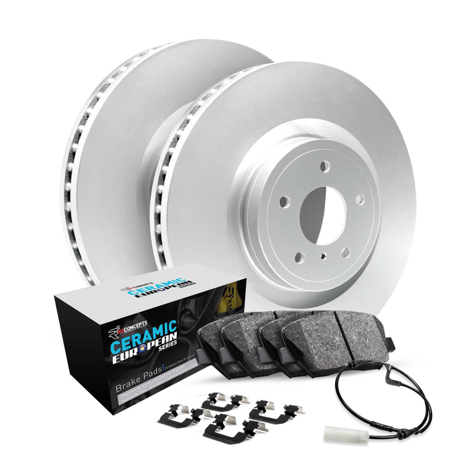 GEO-Carbon Brake Rotor Set w/Euro Ceramic Pads & Hardware, Fits Select Fits Multiple Makes/Models, Position: Front