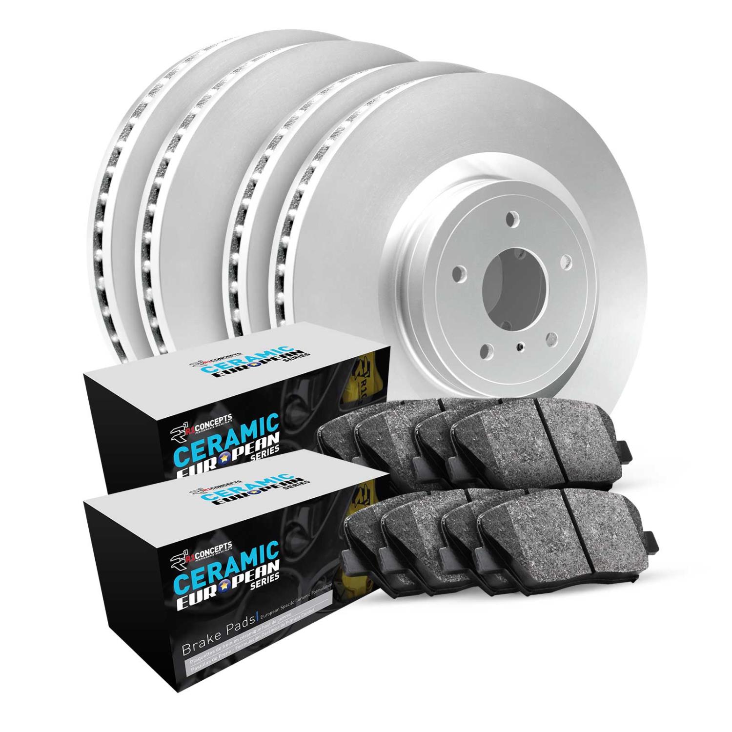 GEO-Carbon Brake Rotor Set w/Euro Ceramic Pads, Fits Select Mopar, Position: Front & Rear