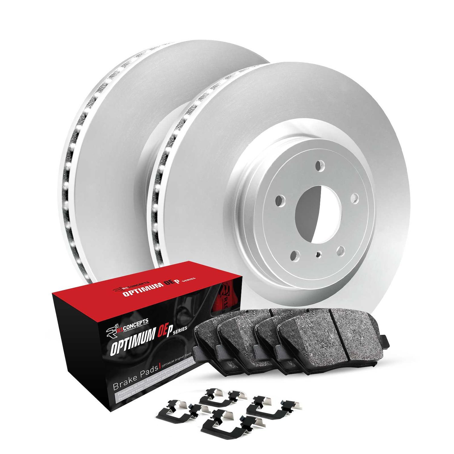 GEO-Carbon Brake Rotor Set w/Optimum OE Pads & Hardware, Fits Select Fits Multiple Makes/Models, Position: Rear