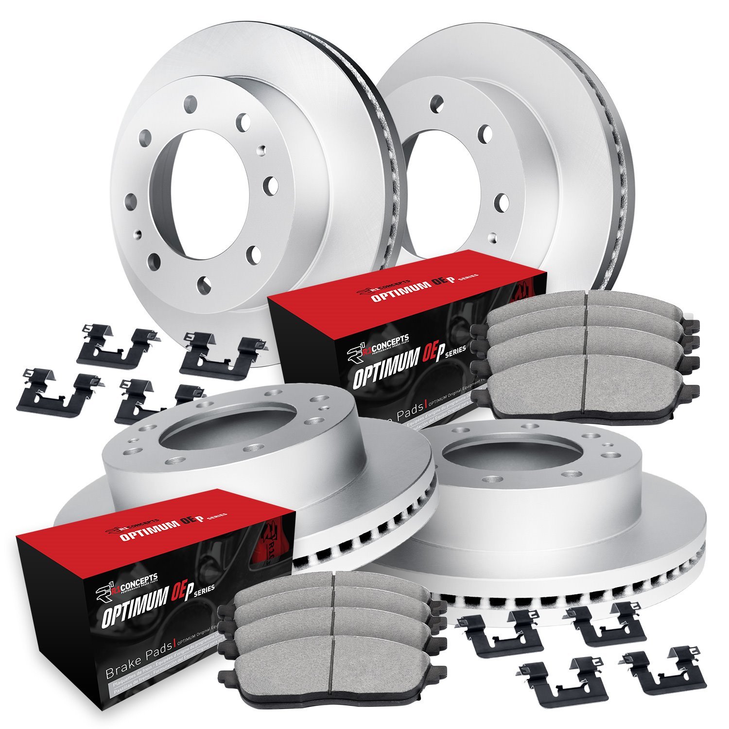 GEO-Carbon Brake Rotor Set w/Optimum OE Pads & Hardware, 1999-2000 Ford/Lincoln/Mercury/Mazda, Position: Front & Rear
